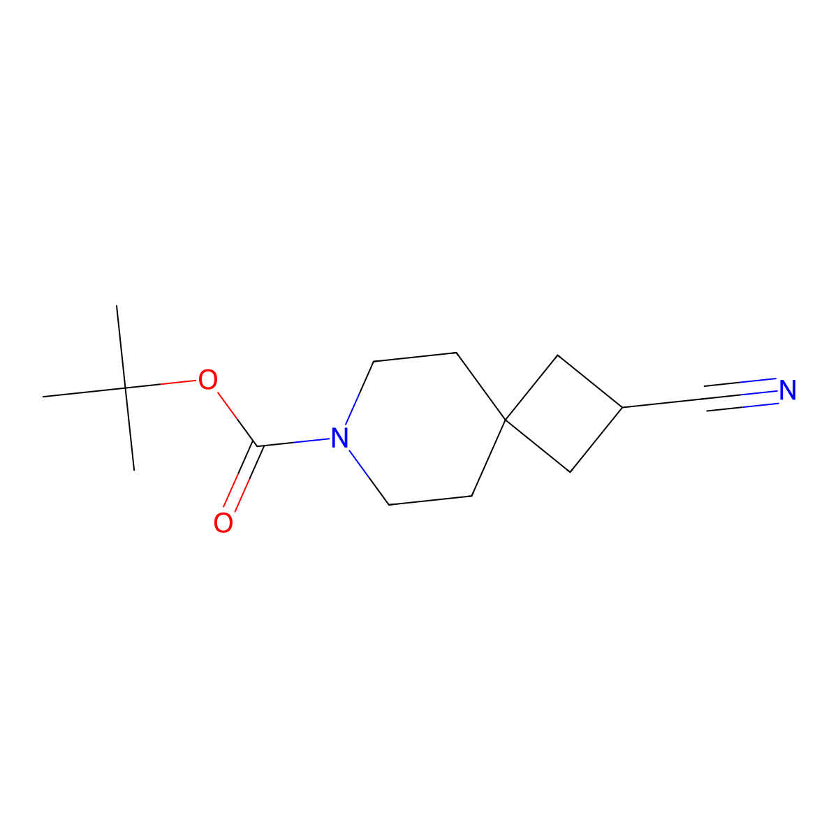 Tert-butyl 2-cyano-7-azaspiro[3.5]nonane-7-carboxylate molecular structure, CAS 203662-66-2