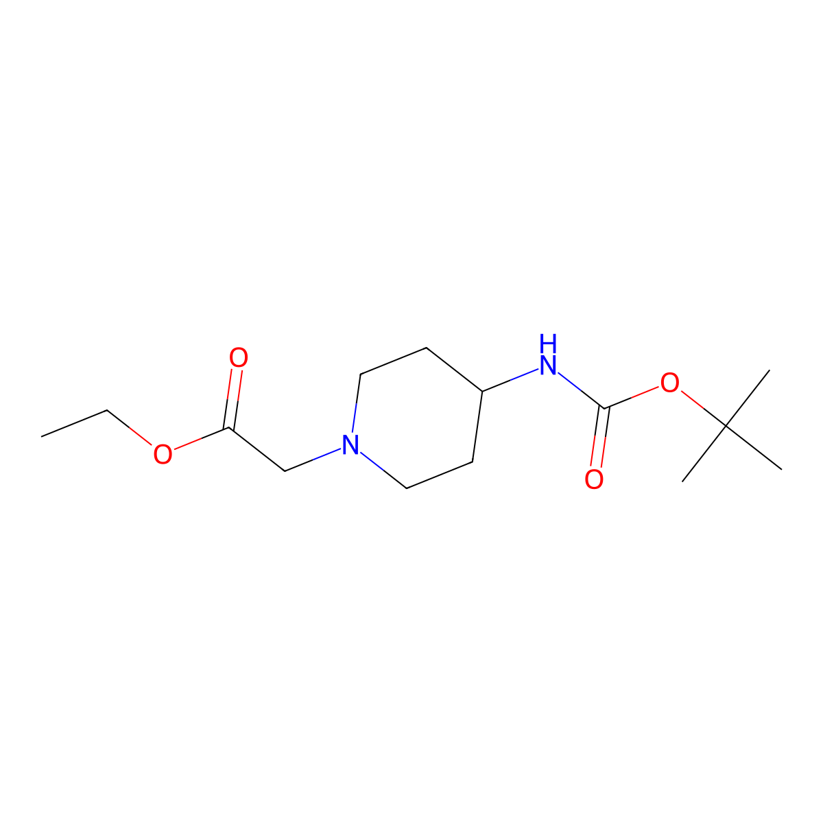 [4-(Boc-amino)-piperidin-1-yl]-acetic acid ethyl ester molecular structure, CAS 203662-91-3