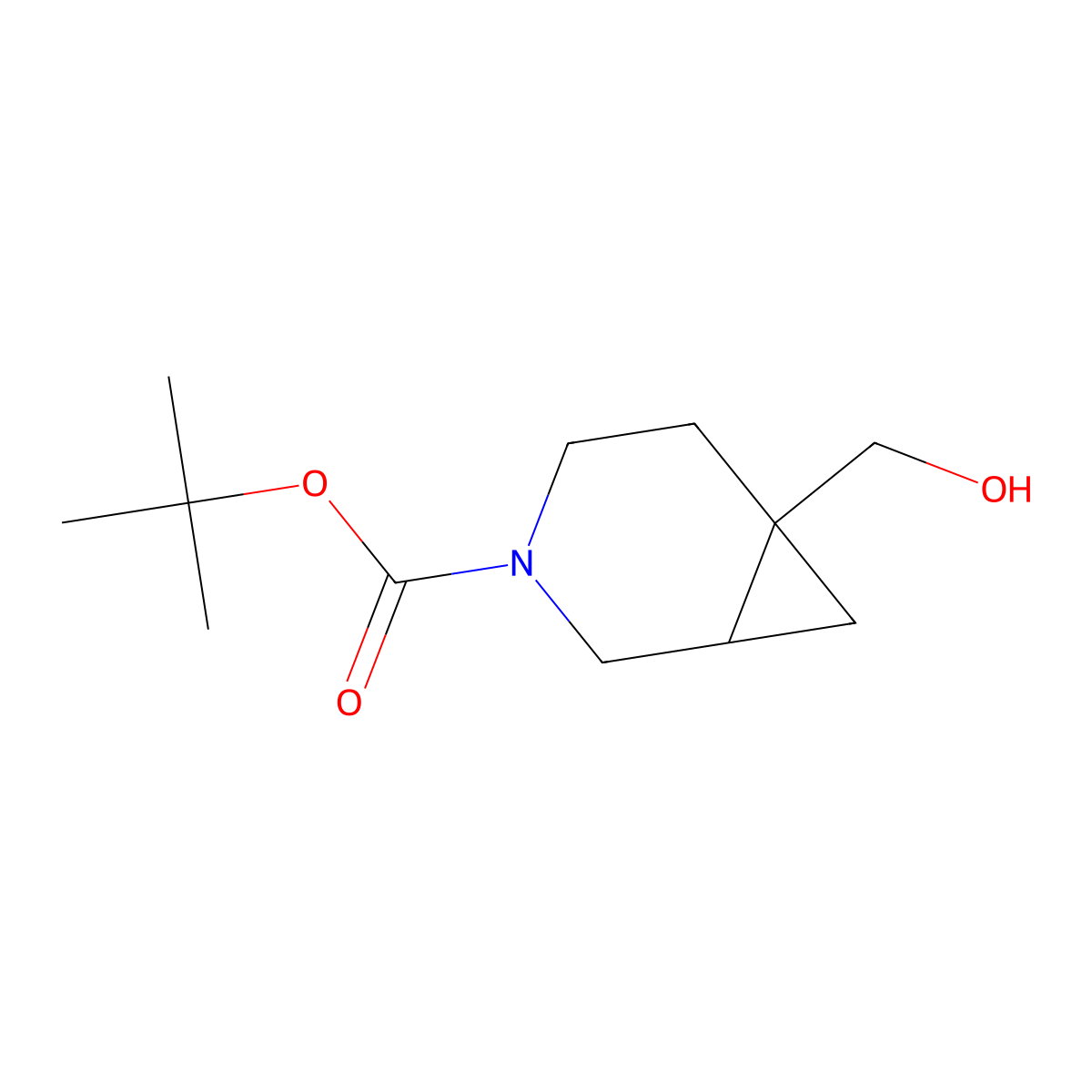 Tert-butyl 6-(hydroxymethyl)-3-azabicyclo[4.1.0]heptane-3-carboxylate molecular structure, CAS 203663-27-8