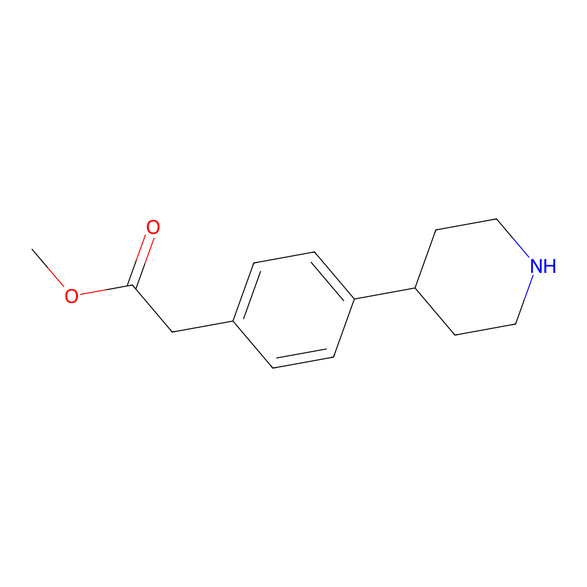 (4-Piperidin-4-yl-phenyl)-acetic acid methyl ester molecular structure, CAS 203663-52-9