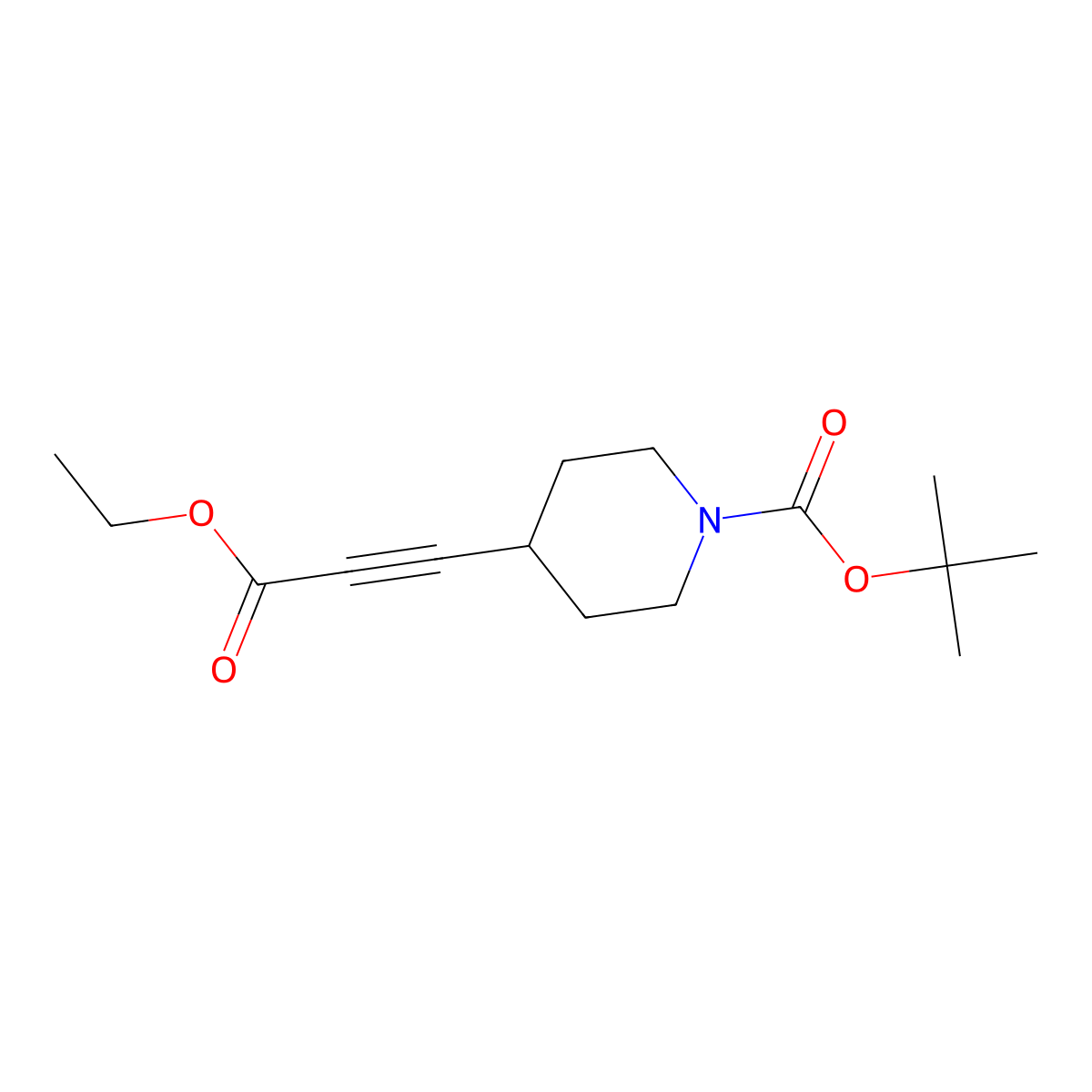 Tert-butyl 4-(3-ethoxy-3-oxoprop-1-yn-1-yl)piperidine-1-carboxylate molecular structure, CAS 203663-59-6