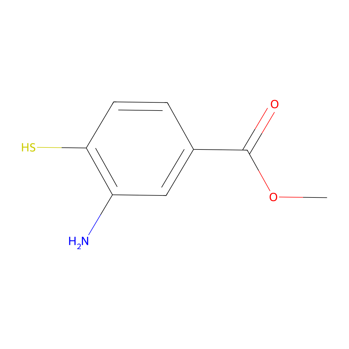 Methyl3-amino-4-mercaptobenzoate molecular structure, CAS 203664-49-7