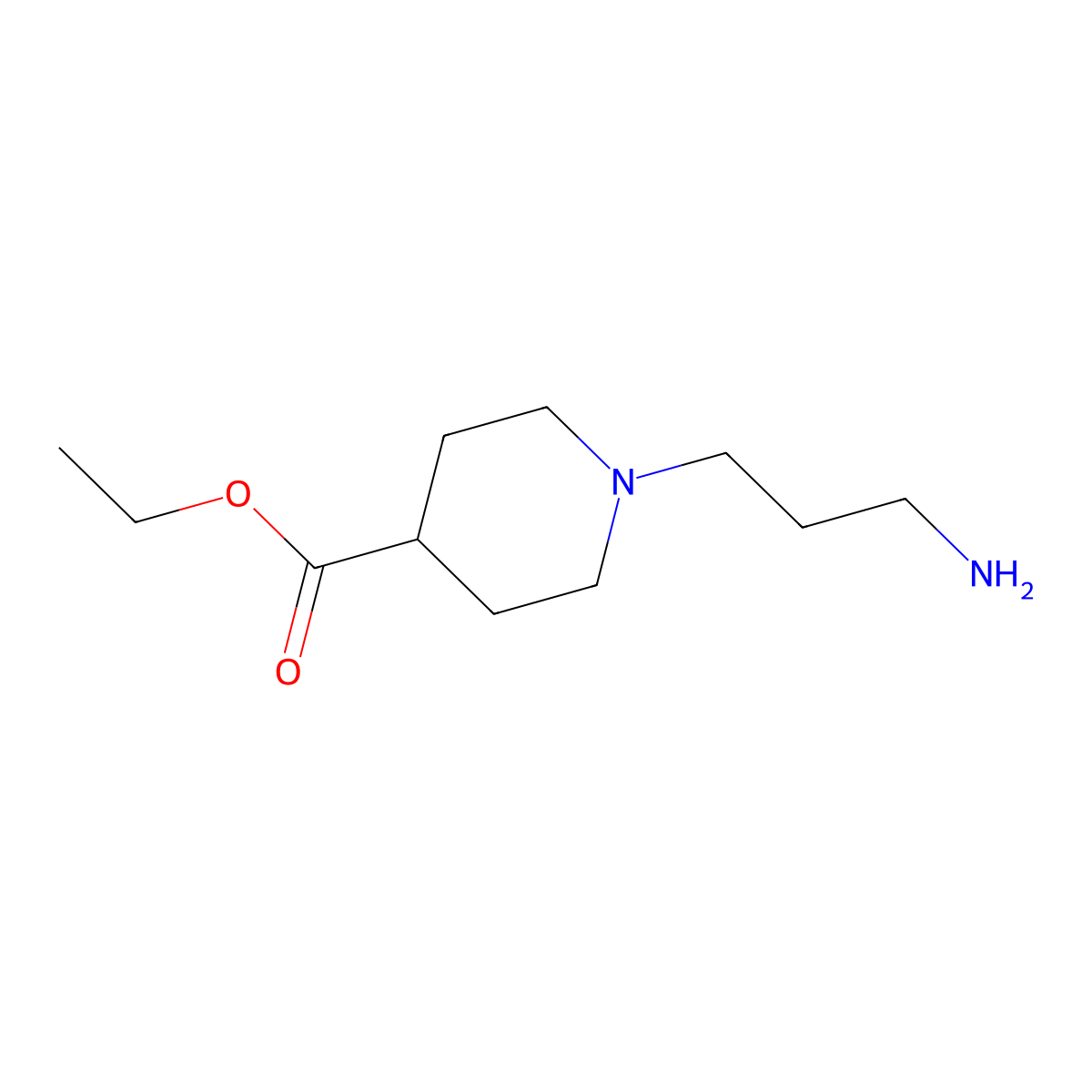 Ethyl 1-(3-aminopropyl)piperidine-4-carboxylate molecular structure, CAS 203664-62-4