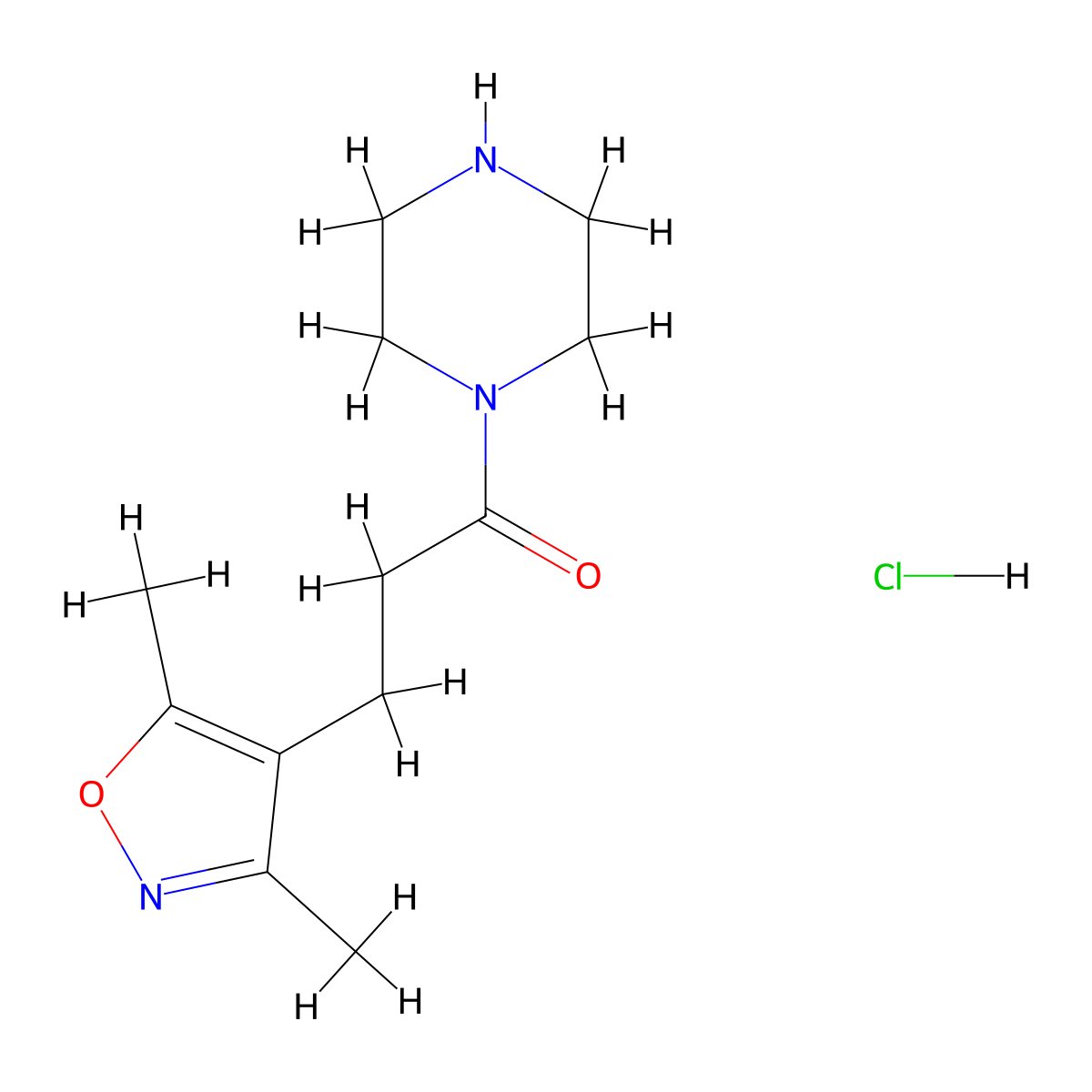 3-(3,5-Dimethyl-1,2-oxazol-4-yl)-1-(piperazin-1-yl)propan-1-one hydrochloride molecular structure, CAS 2036811-02-4