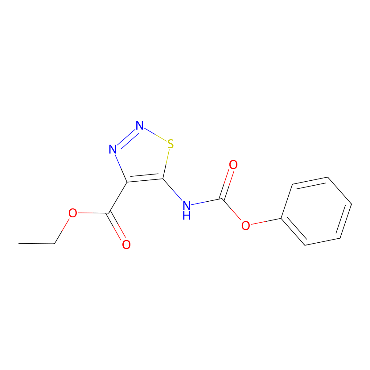 Ethyl 5-((phenoxycarbonyl)amino)-1,2,3-thiadiazole-4-carboxylate molecular structure, CAS 2037-81-2