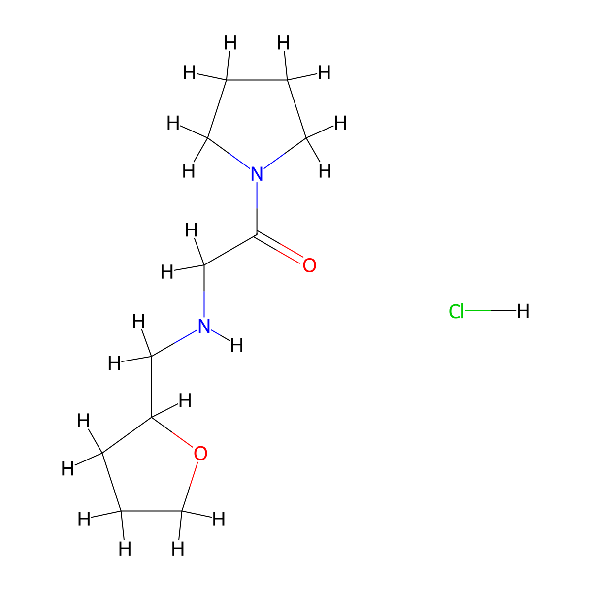 2-{[(Oxolan-2-yl)methyl]amino}-1-(pyrrolidin-1-yl)ethan-1-one hydrochloride molecular structure, CAS 2037025-98-0