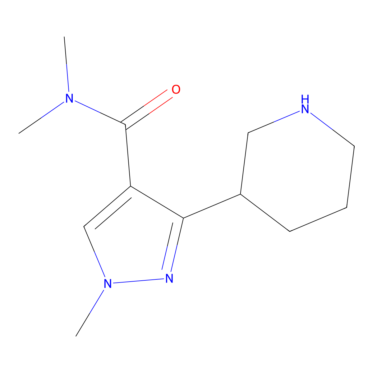 N,N,1-trimethyl-3-(piperidin-3-yl)-1H-pyrazole-4-carboxamide molecular structure, CAS 2037062-79-4