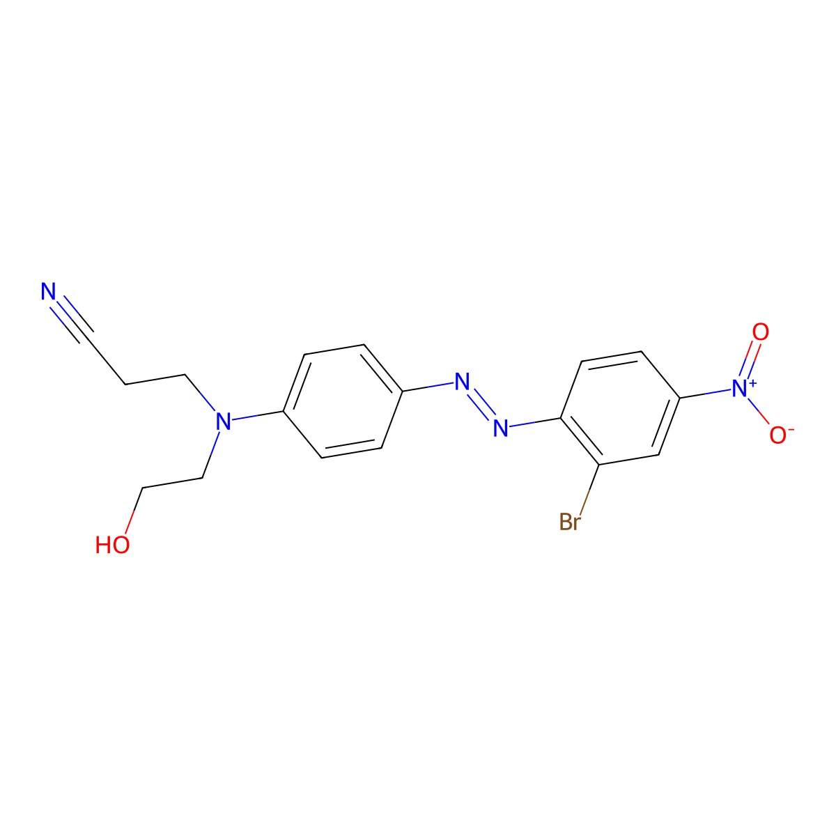 Propanenitrile, 3-((4-(2-(2-bromo-4-nitrophenyl)diazenyl)phenyl)(2-hydroxyethyl)amino)- molecular structure, CAS 20371-10-2