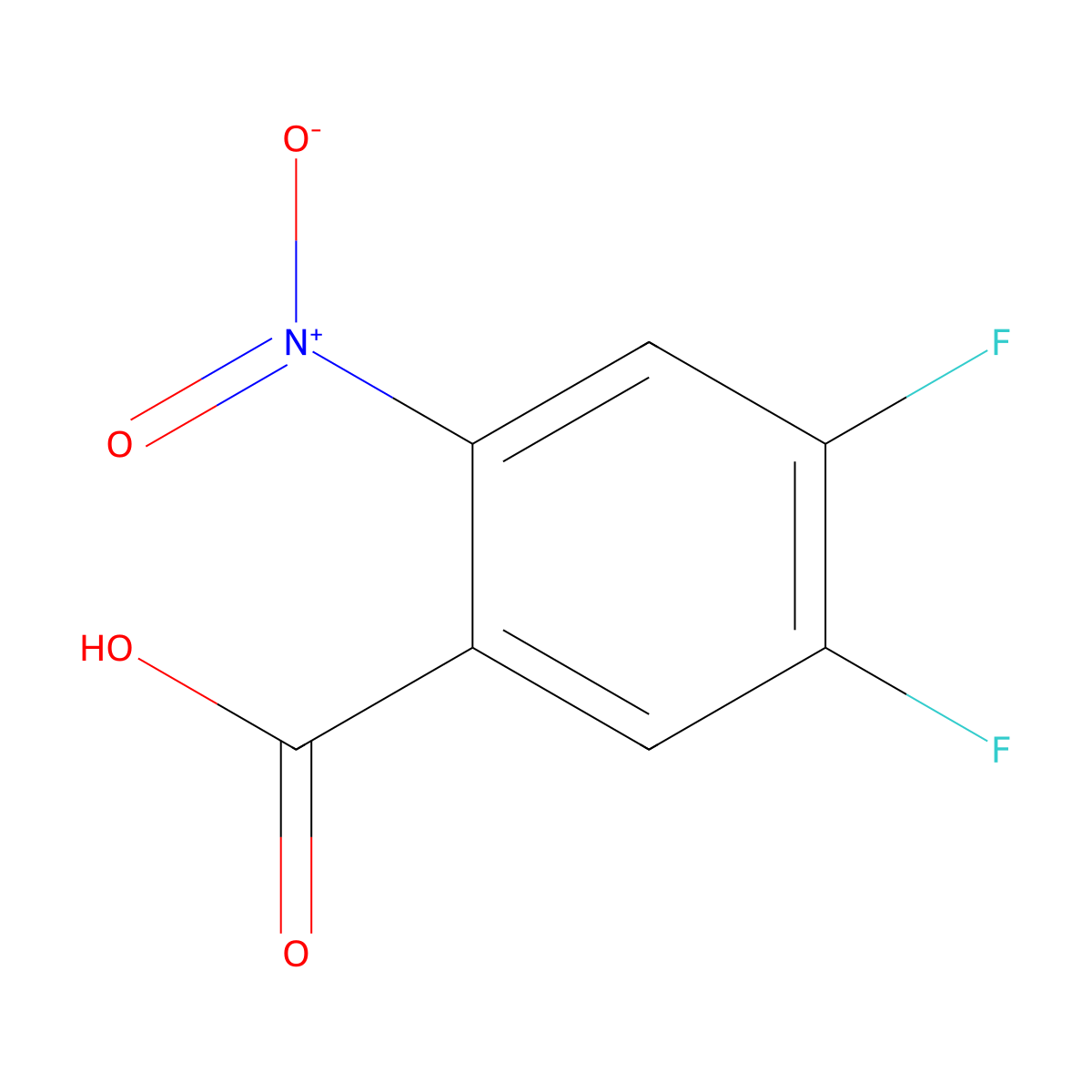 4,5-Difluoro-2-nitrobenzoic acid molecular structure, CAS 20372-63-8