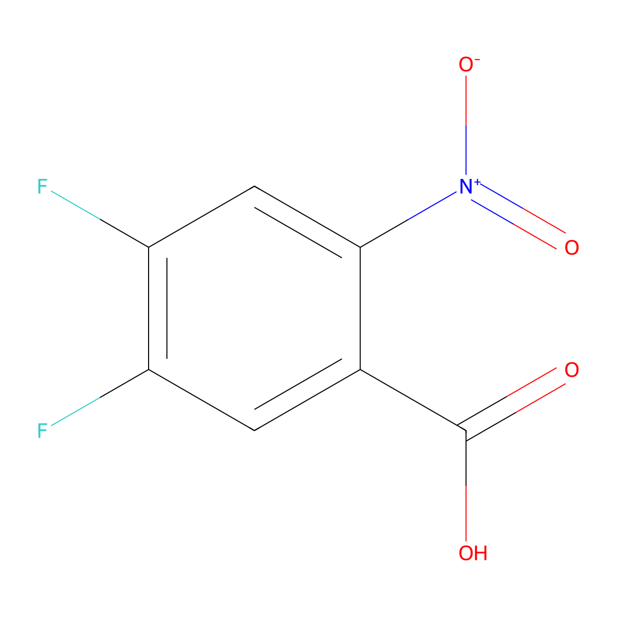 4,5-Difluoro-2-nitrobenzoic acid molecular structure, CAS 20372-63-8
