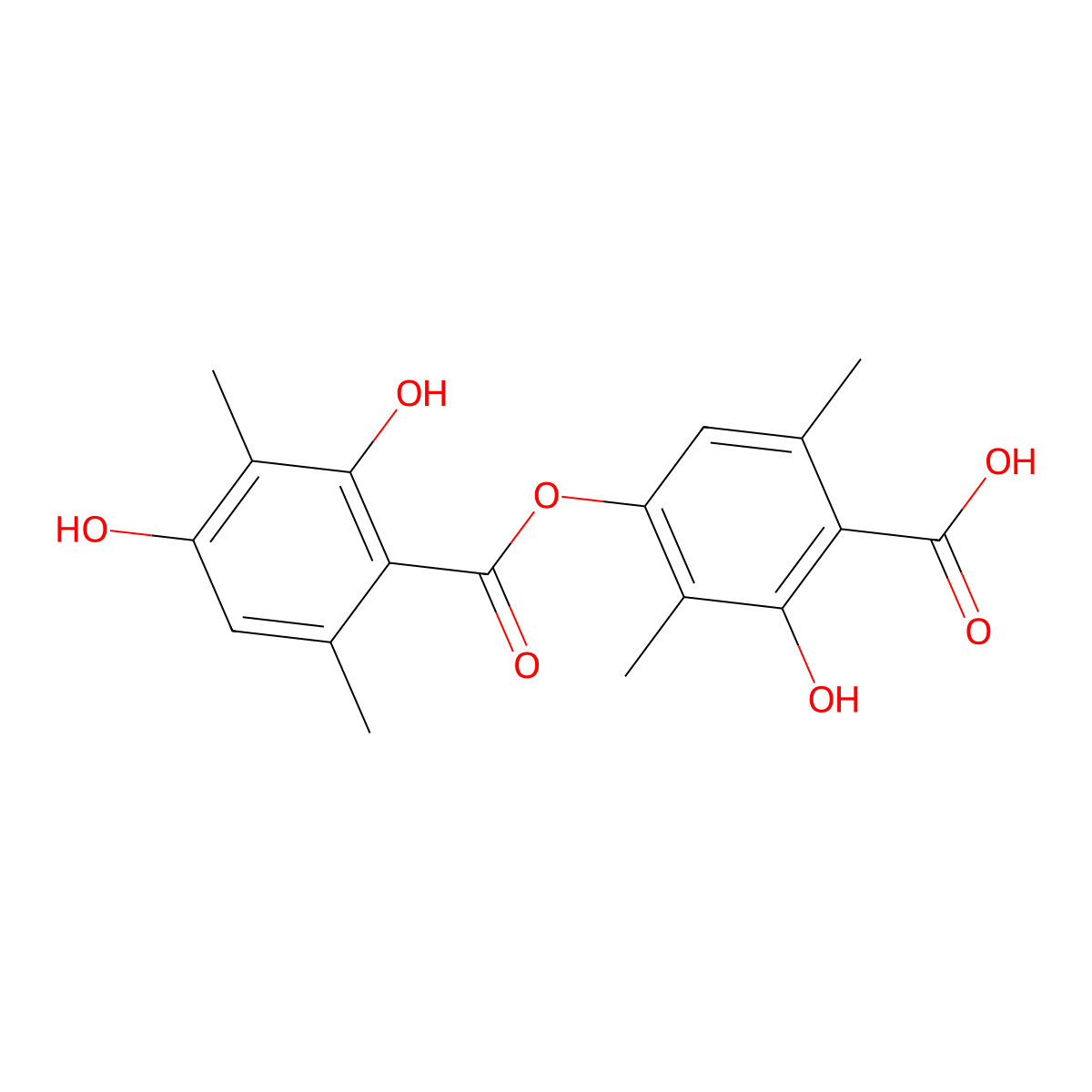 4-(2,4-Dihydroxy-3,6-dimethylbenzoyloxy)-2-hydroxy-3,6-dimethylbenzoic acid molecular structure, CAS 20372-89-8