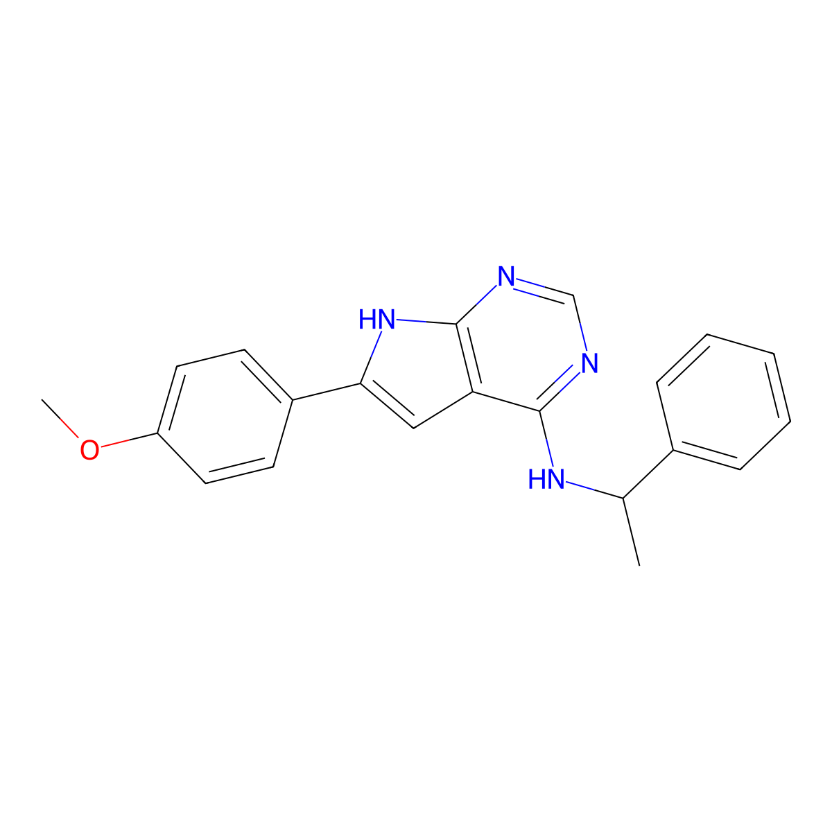 (r)-6-(4-Methoxyphenyl)-n-(1-phenylethyl)-7h-pyrrolo[2,3-d]pyrimidin-4-amine molecular structure, CAS 203724-37-2