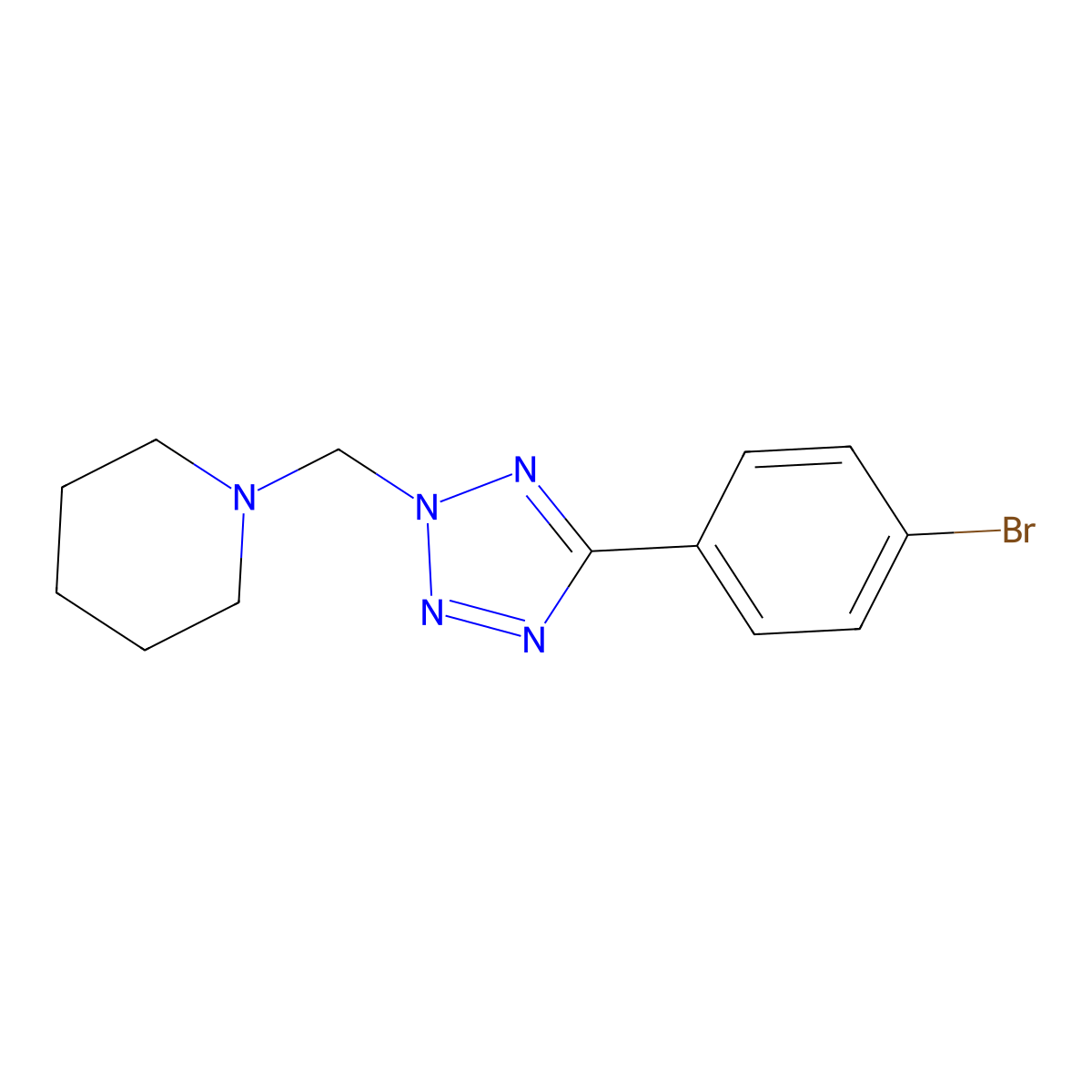 1-[[5-(4-Bromophenyl)tetrazol-2-yl]methyl]piperidine molecular structure, CAS 203735-71-1