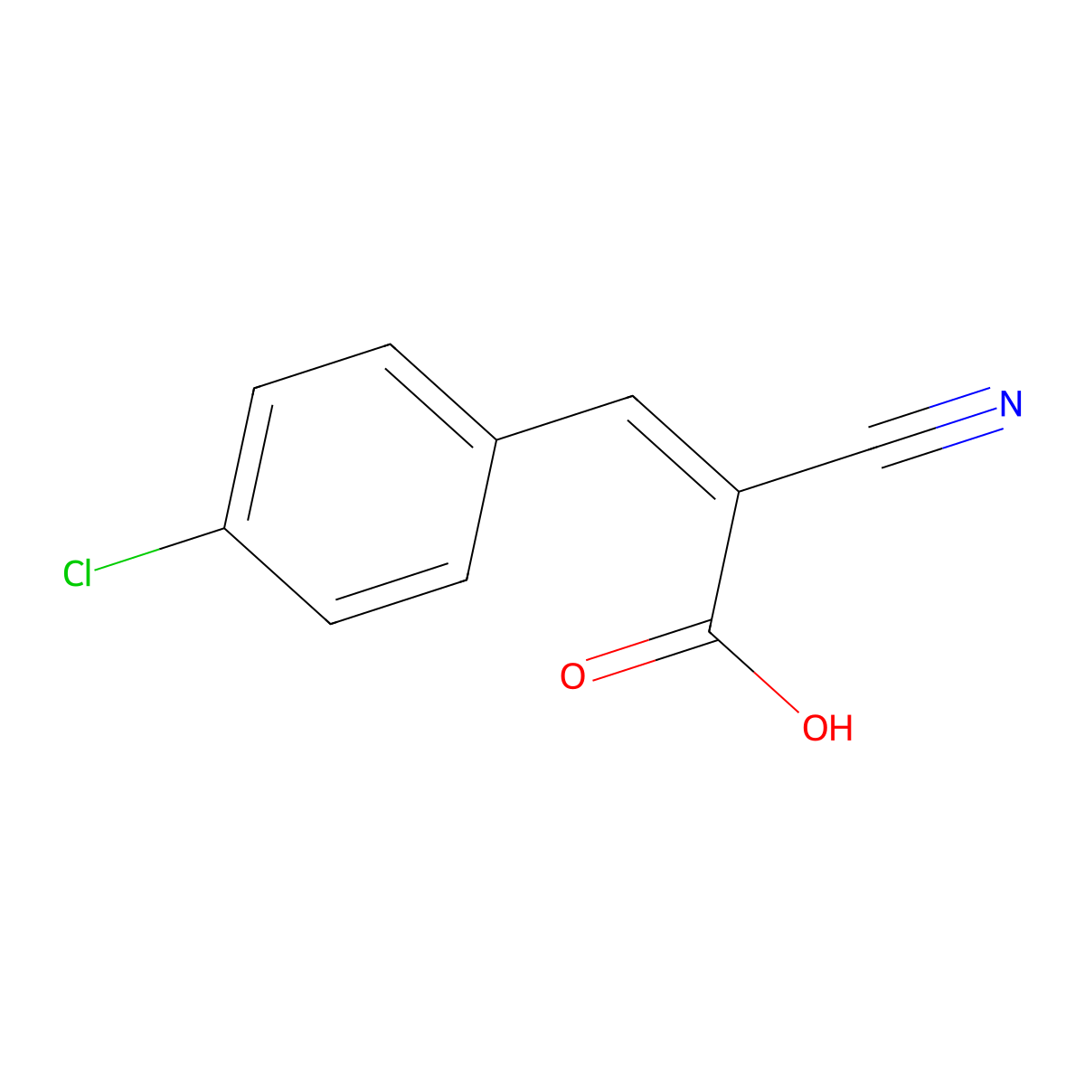 (2E)-3-(4-chlorophenyl)-2-cyanoprop-2-enoic acid molecular structure, CAS 20374-46-3
