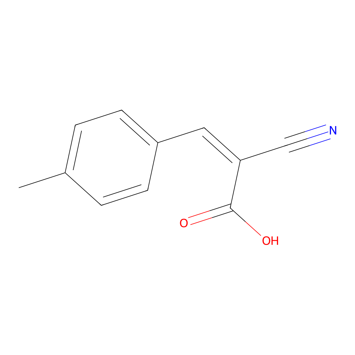 (2E)-2-Cyano-3-(4-methylphenyl)prop-2-enoic acid molecular structure, CAS 20374-48-5