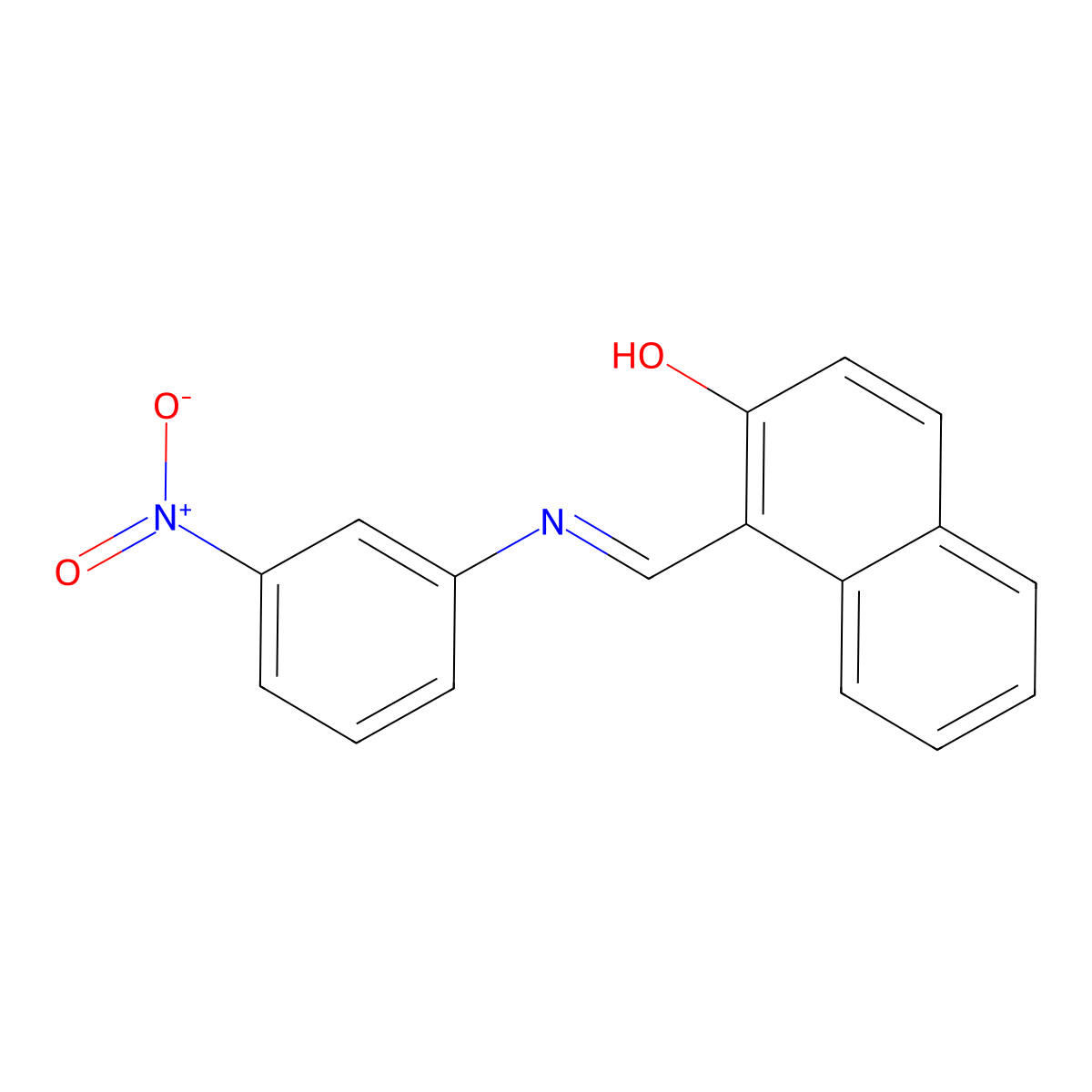 1-(((3-Nitrophenyl)imino)methyl)naphthalen-2-ol molecular structure, CAS 20376-54-9