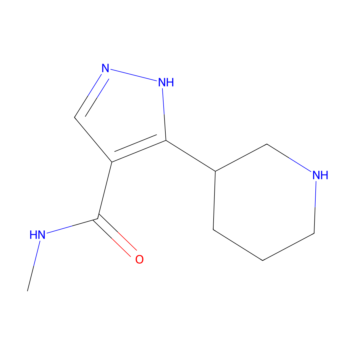 N-methyl-5-(piperidin-3-yl)-1H-pyrazole-4-carboxamide molecular structure, CAS 2037861-02-0