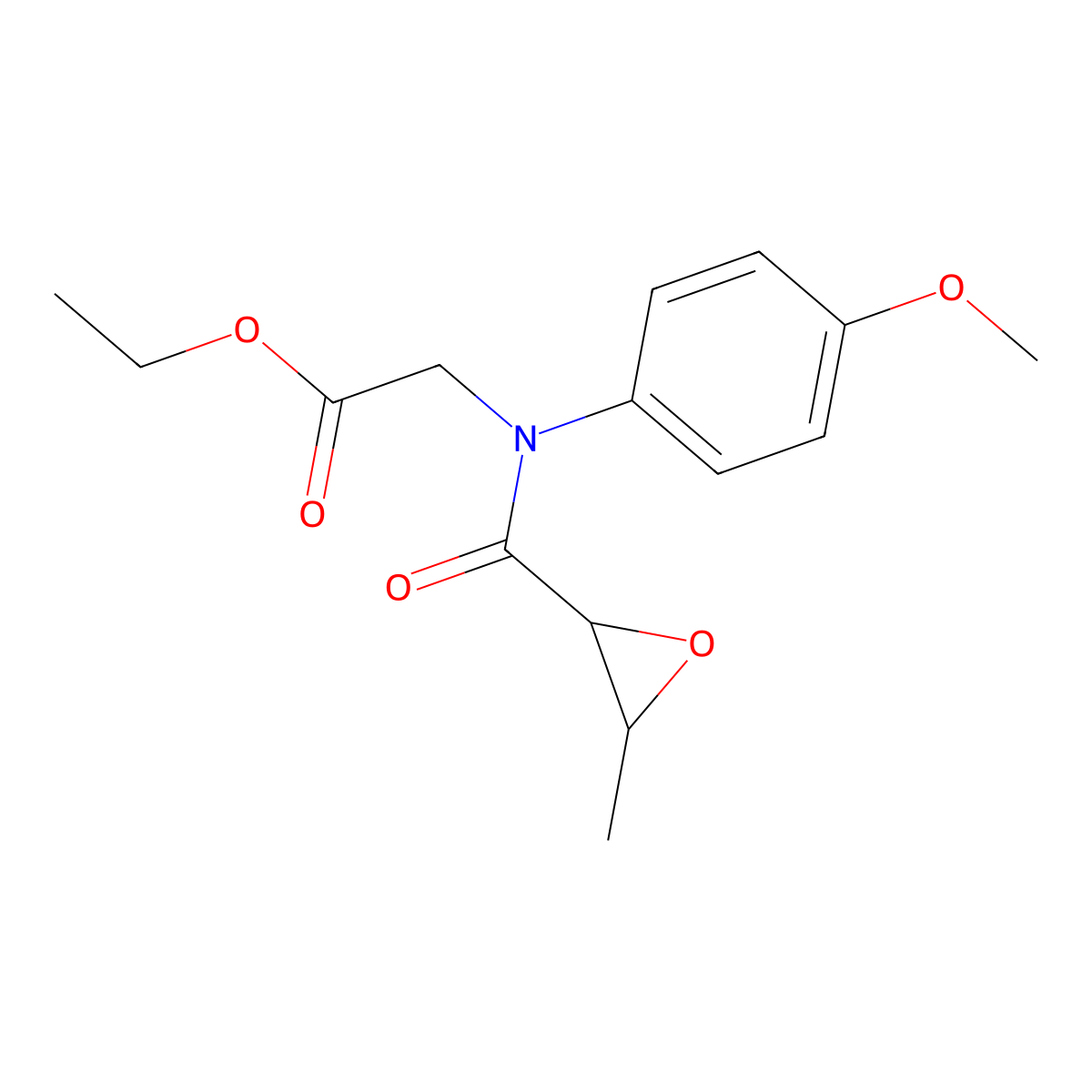 Ethyl 2-((2R,3S)-N-(4-methoxyphenyl)-3-methyloxirane-2-carboxamido)acetate molecular structure, CAS 203790-61-8