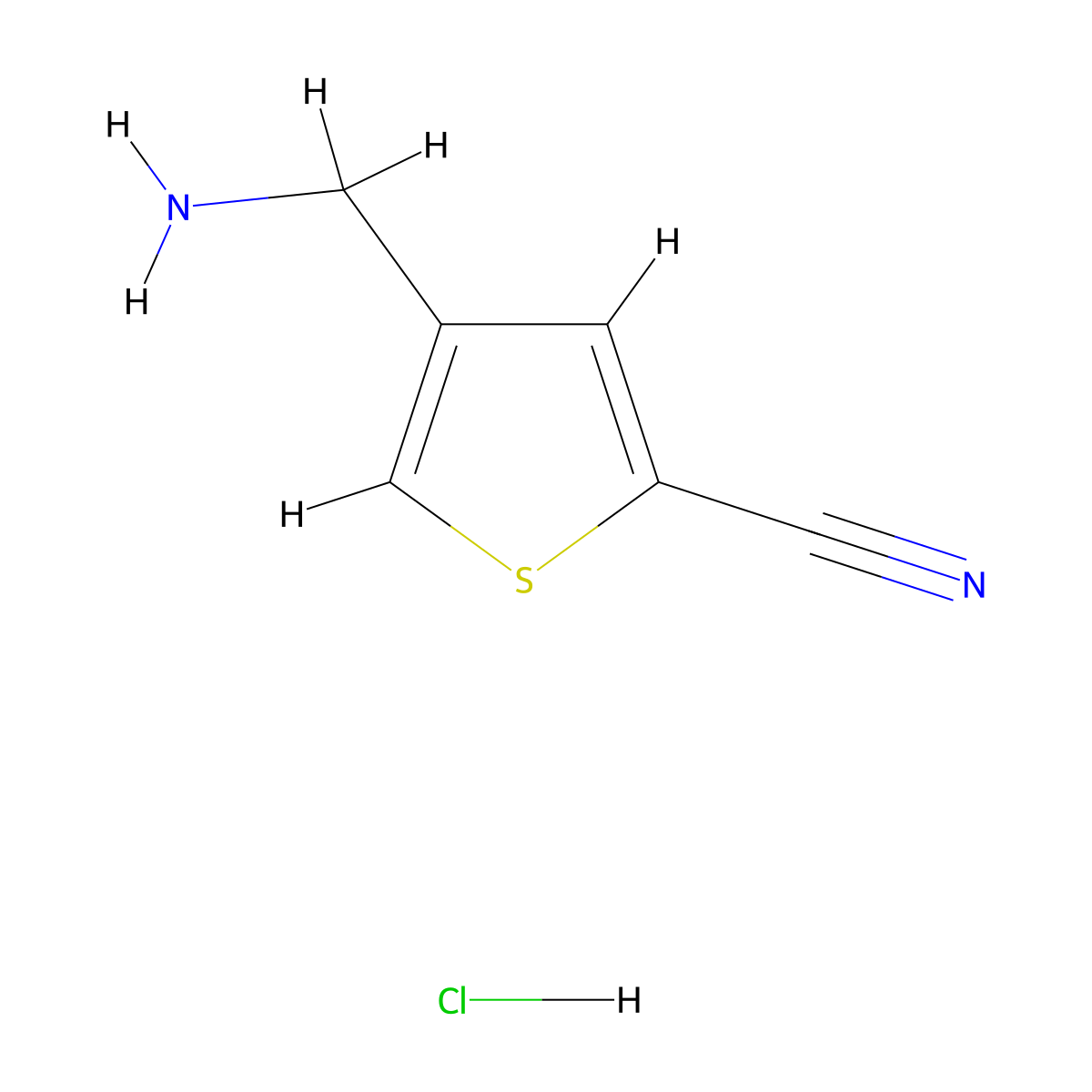 4-(Aminomethyl)thiophene-2-carbonitrile--hydrogen chloride (1/1) molecular structure, CAS 203792-25-0