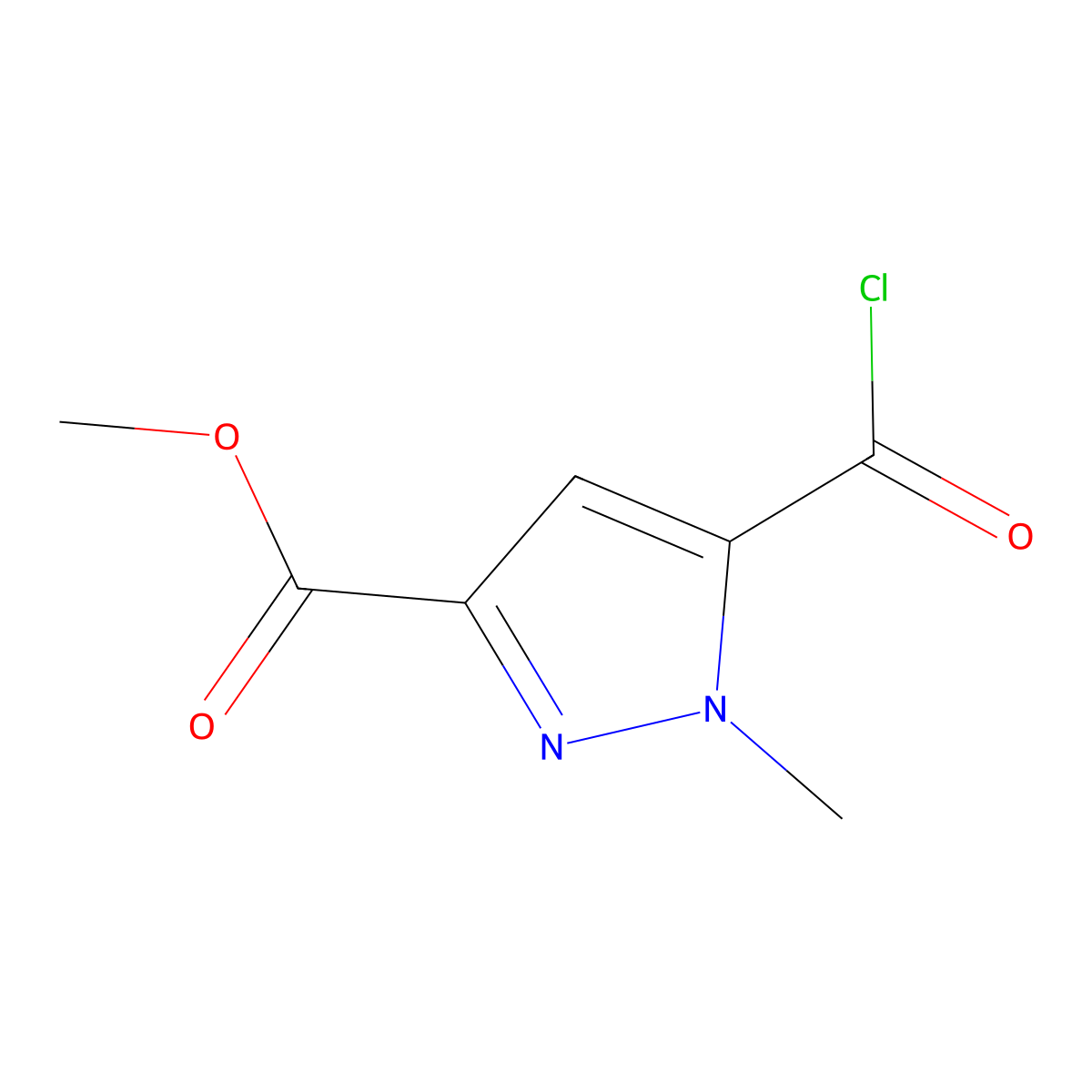 methyl 5-(chlorocarbonyl)-1-methyl-1H-pyrazole-3-carboxylate molecular structure, CAS 203792-49-8
