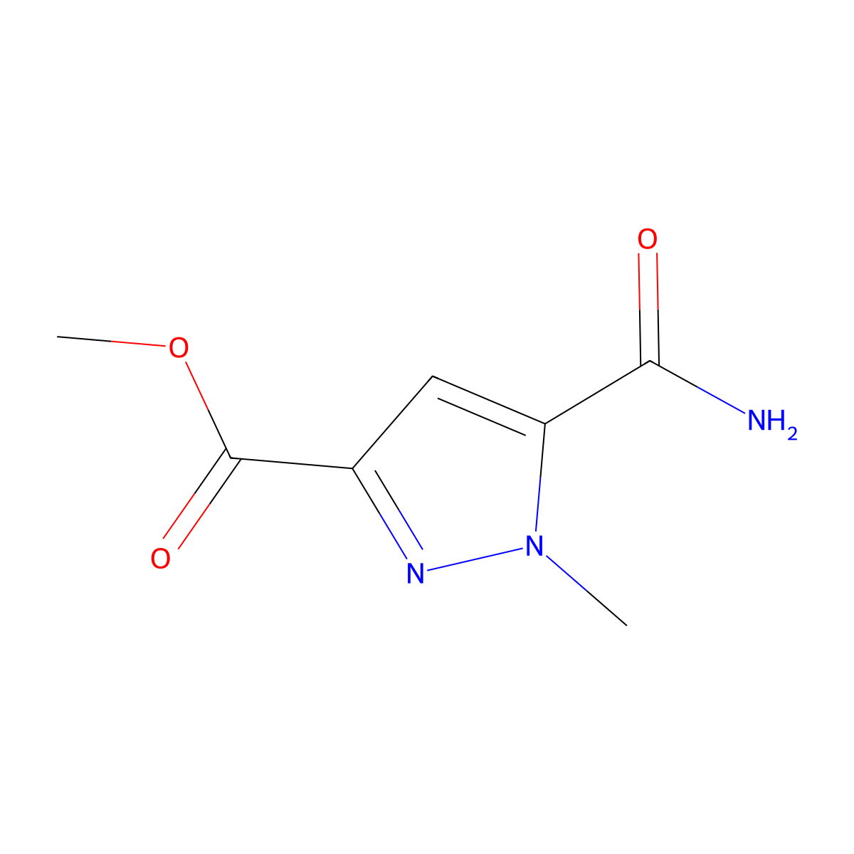 methyl 5-carbamoyl-1-methyl-1H-pyrazole-3-carboxylate molecular structure, CAS 203792-50-1