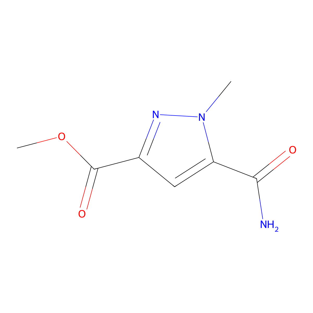 methyl 5-carbamoyl-1-methyl-1H-pyrazole-3-carboxylate molecular structure, CAS 203792-50-1