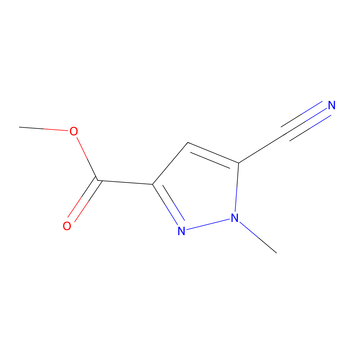 methyl 5-cyano-1-methyl-1H-pyrazole-3-carboxylate molecular structure, CAS 203792-51-2