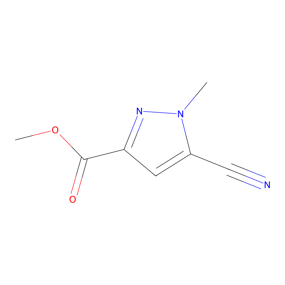 methyl 5-cyano-1-methyl-1H-pyrazole-3-carboxylate molecular structure, CAS 203792-51-2
