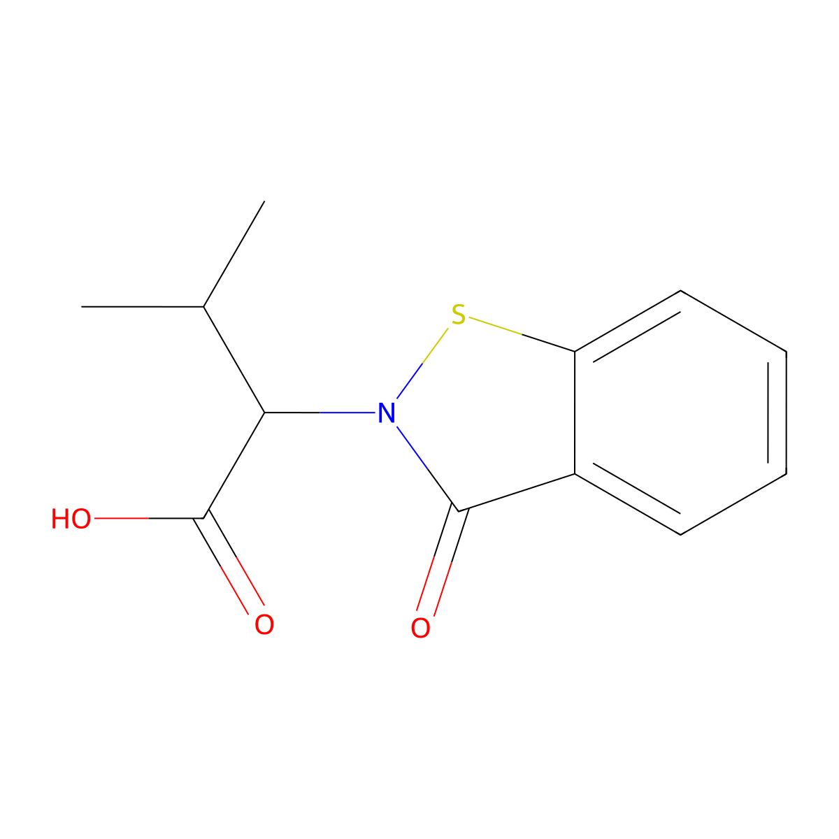 (2S)-3-methyl-2-(3-oxo-1,2-benzisothiazol-2(3H)-yl)butanoic acid molecular structure, CAS 203798-30-5