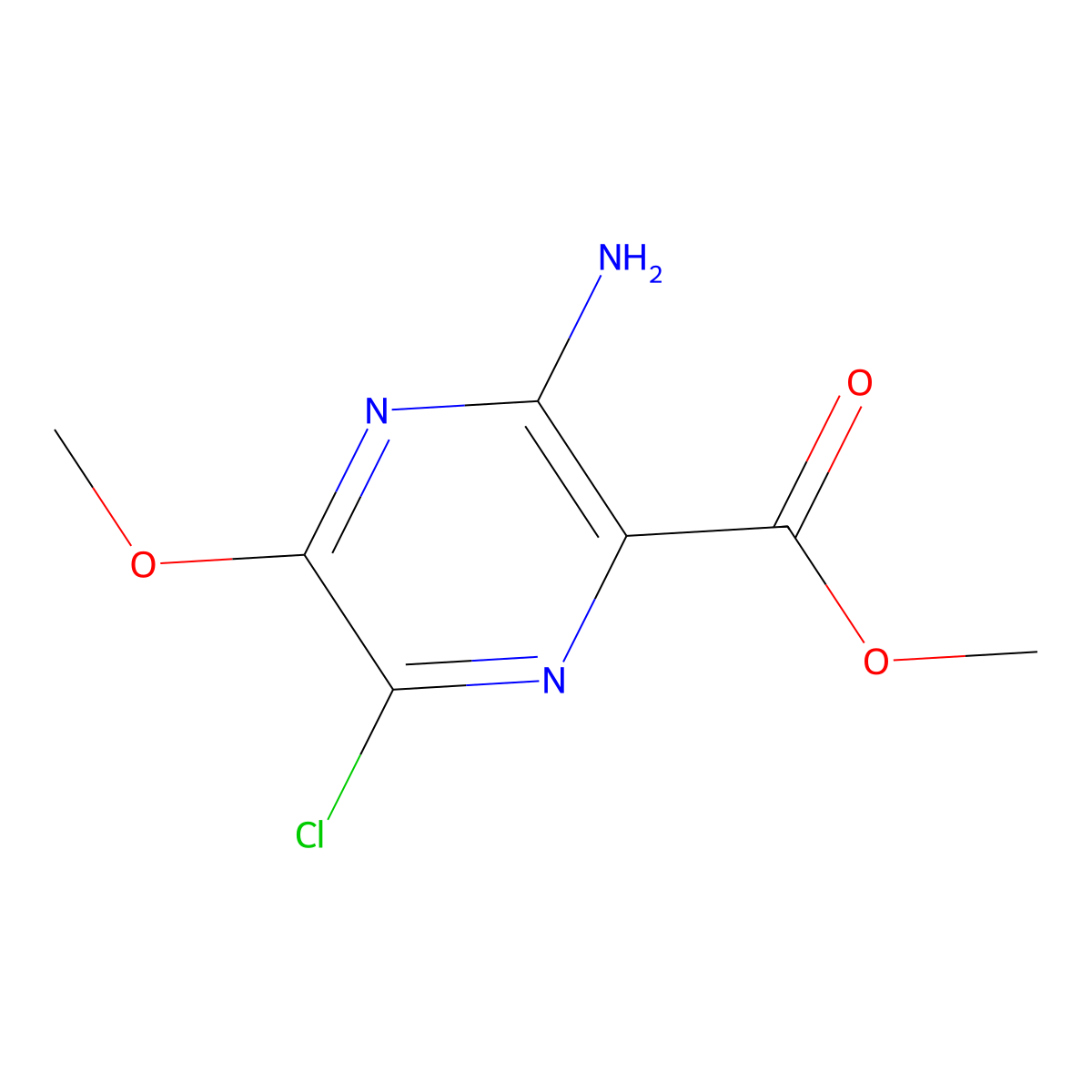 Methyl 3-amino-6-chloro-5-methoxypyrazine-2-carboxylate molecular structure, CAS 2038-34-8