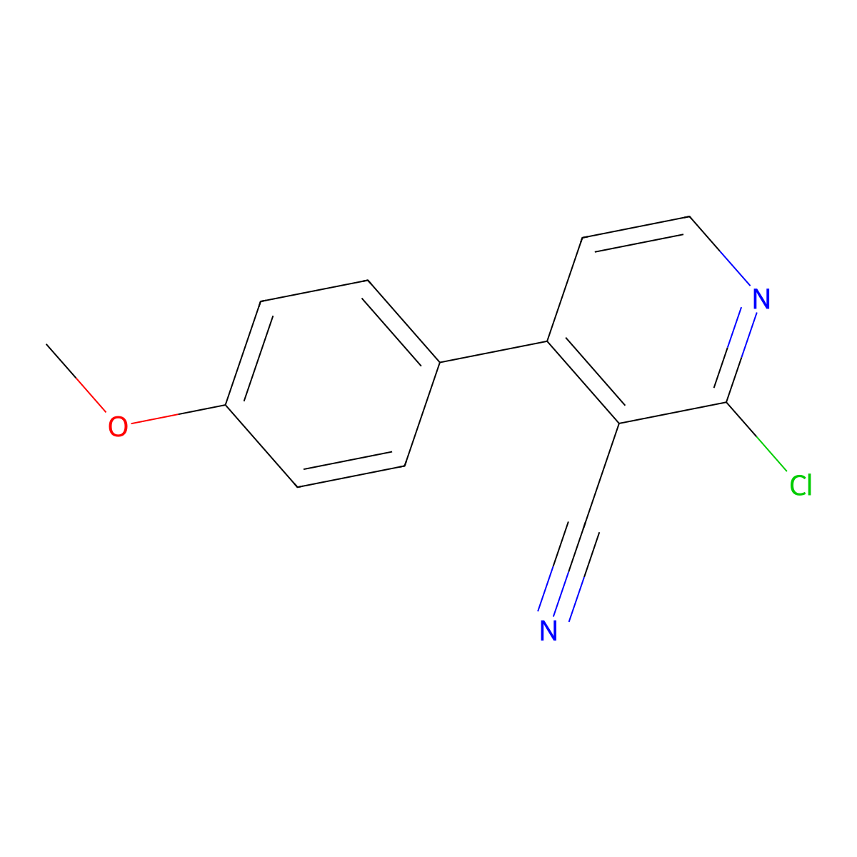 2-Chloro-4-(4-methoxyphenyl)nicotinonitrile molecular structure, CAS 203803-04-7
