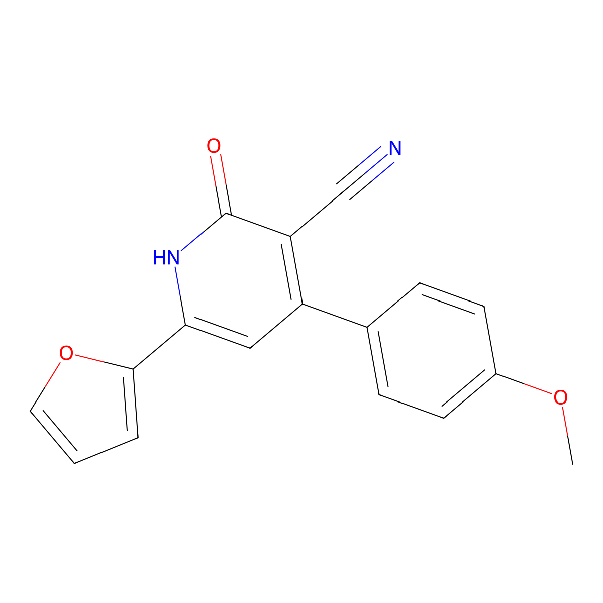 6-(furan-2-yl)-4-(4-methoxyphenyl)-2-oxo-1H-pyridine-3-carbonitrile molecular structure, CAS 203803-51-4