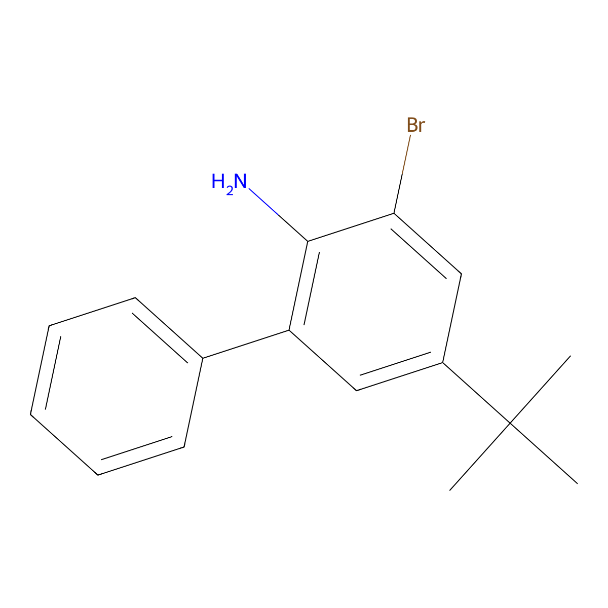 3-Bromo-5-(tert-butyl)-[1,1'-biphenyl]-2-amine molecular structure, CAS 203806-50-2