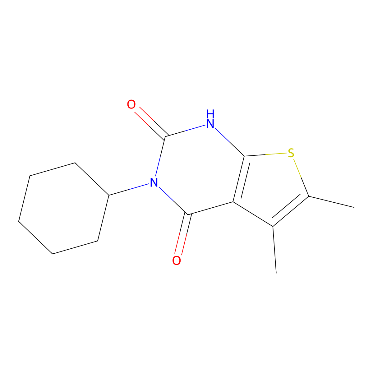 Thieno(2,3-d)pyrimidine-2,4(1H,3H)-dione, 3-cyclohexyl-5,6-dimethyl- molecular structure, CAS 203808-33-7