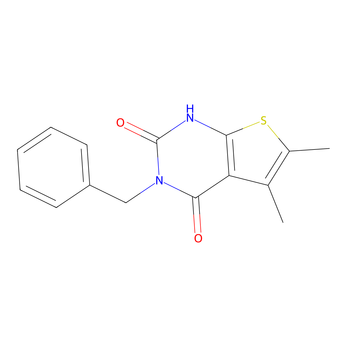 Thieno(2,3-d)pyrimidine-2,4(1H,3H)-dione, 5,6-dimethyl-3-(phenylmethyl)- molecular structure, CAS 203808-34-8