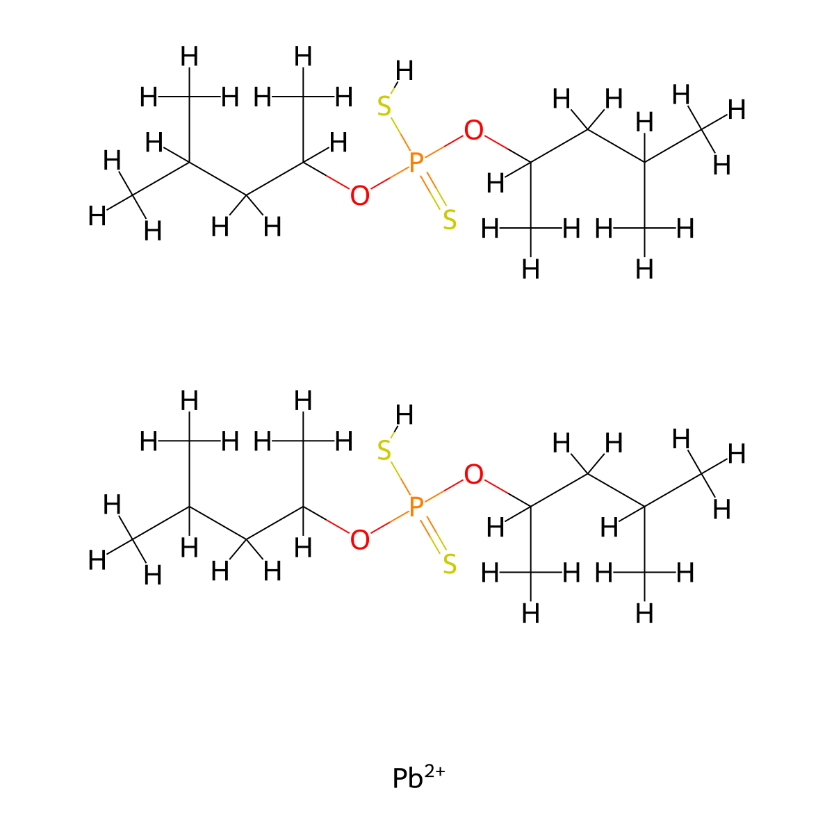 phosphorodithioate o,o-bis(1,3-dimethylbutyl), lead salt molecular structure, CAS 20383-42-0