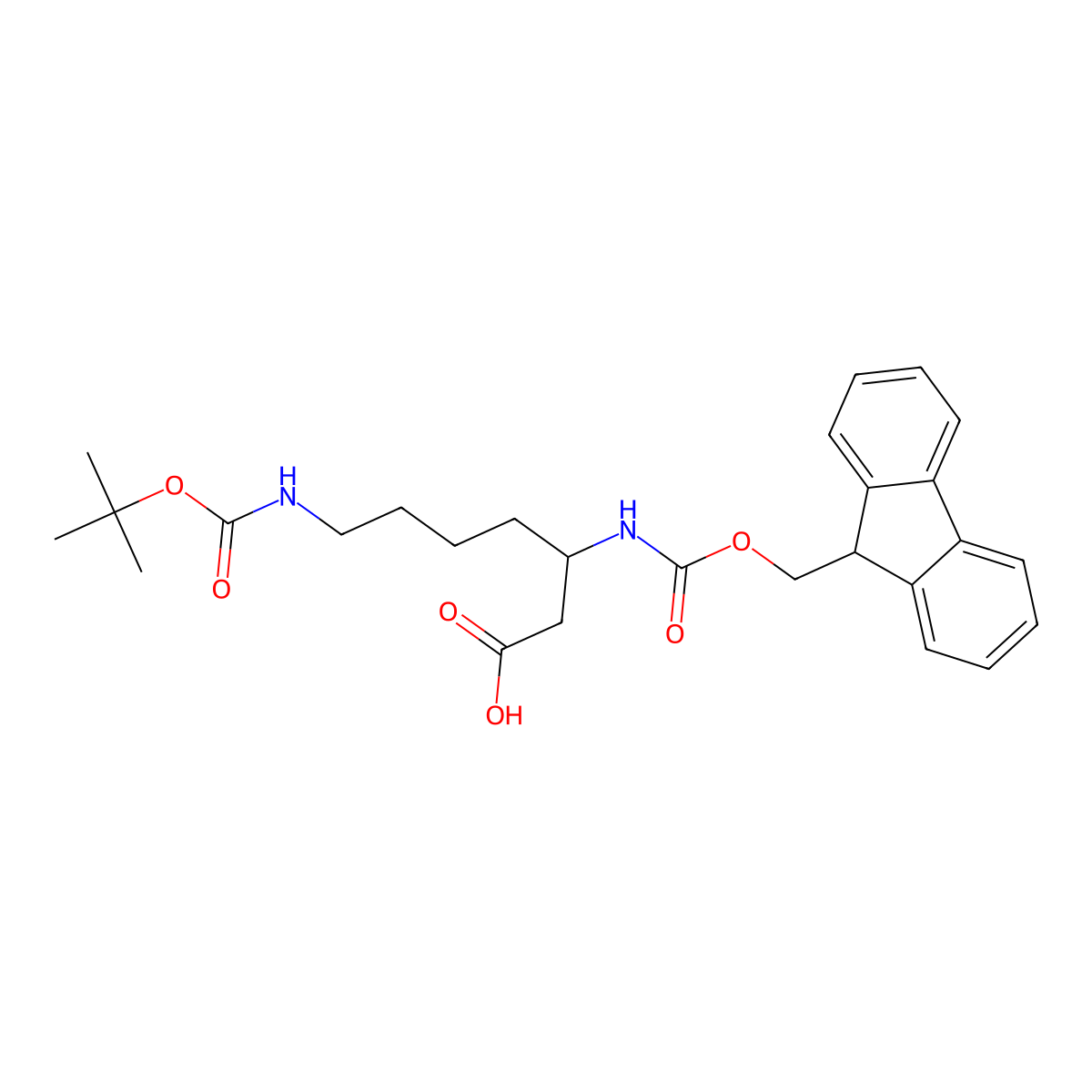 Fmoc-L-beta-homolysine(Boc) molecular structure, CAS 203854-47-1