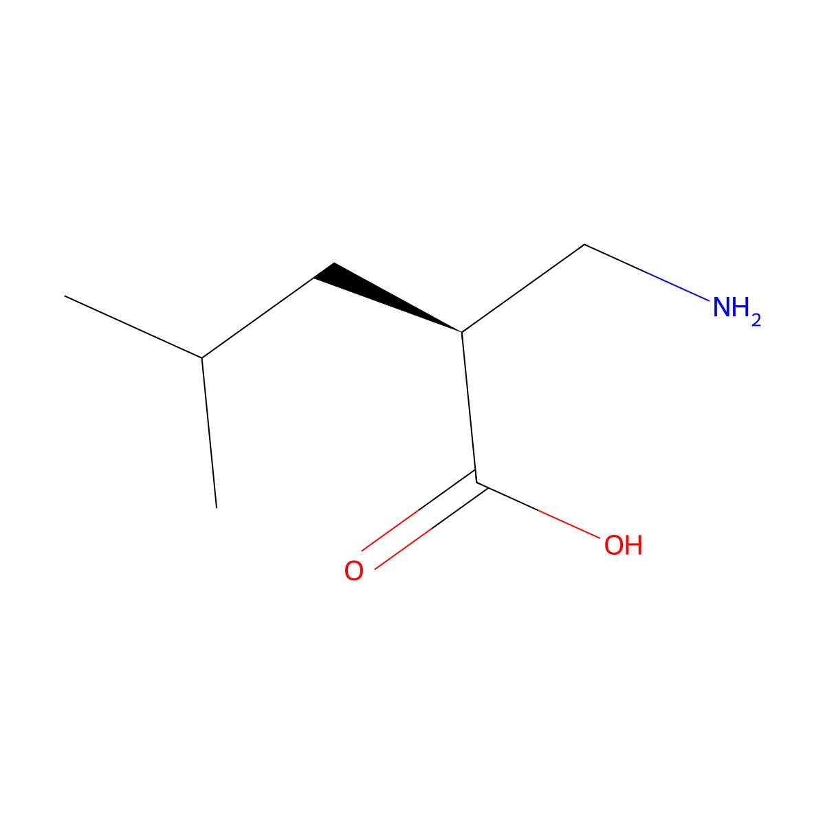 (2S)-2-(Aminomethyl)-4-methylpentanoic acid molecular structure, CAS 203854-56-2