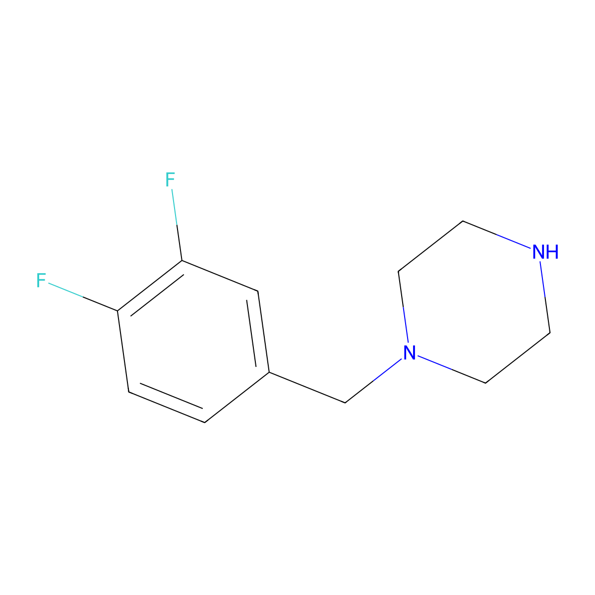 1-(3,4-Difluorobenzyl)piperazine molecular structure, CAS 203860-01-9