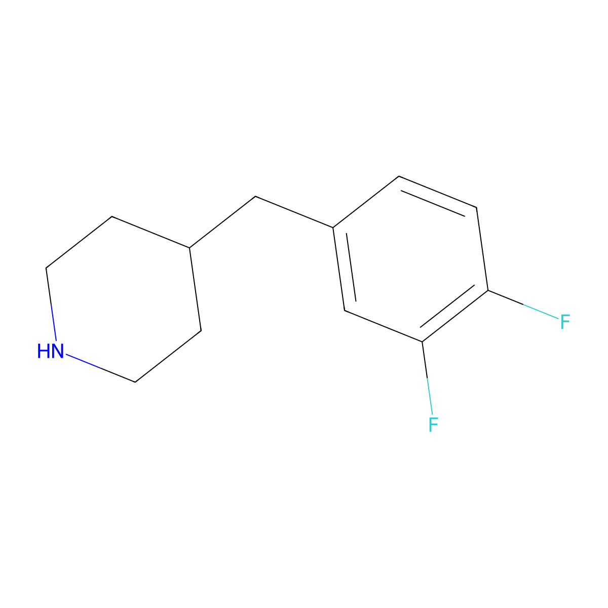 4-[(3,4-Difluorophenyl)methyl]piperidine molecular structure, CAS 203860-03-1