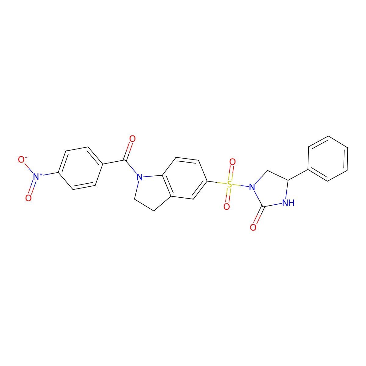 (S)-(+)-4-phenyl-1-[N-(4-nitrobenzoyl)-indoline-5-sulfonyl]-4,5-dihydro-2-imidazolone molecular structure, CAS 203861-20-5