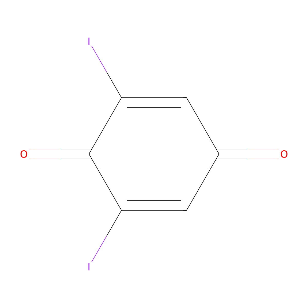2,5-Cyclohexadiene-1,4-dione, 2,6-diiodo- molecular structure, CAS 20389-01-9