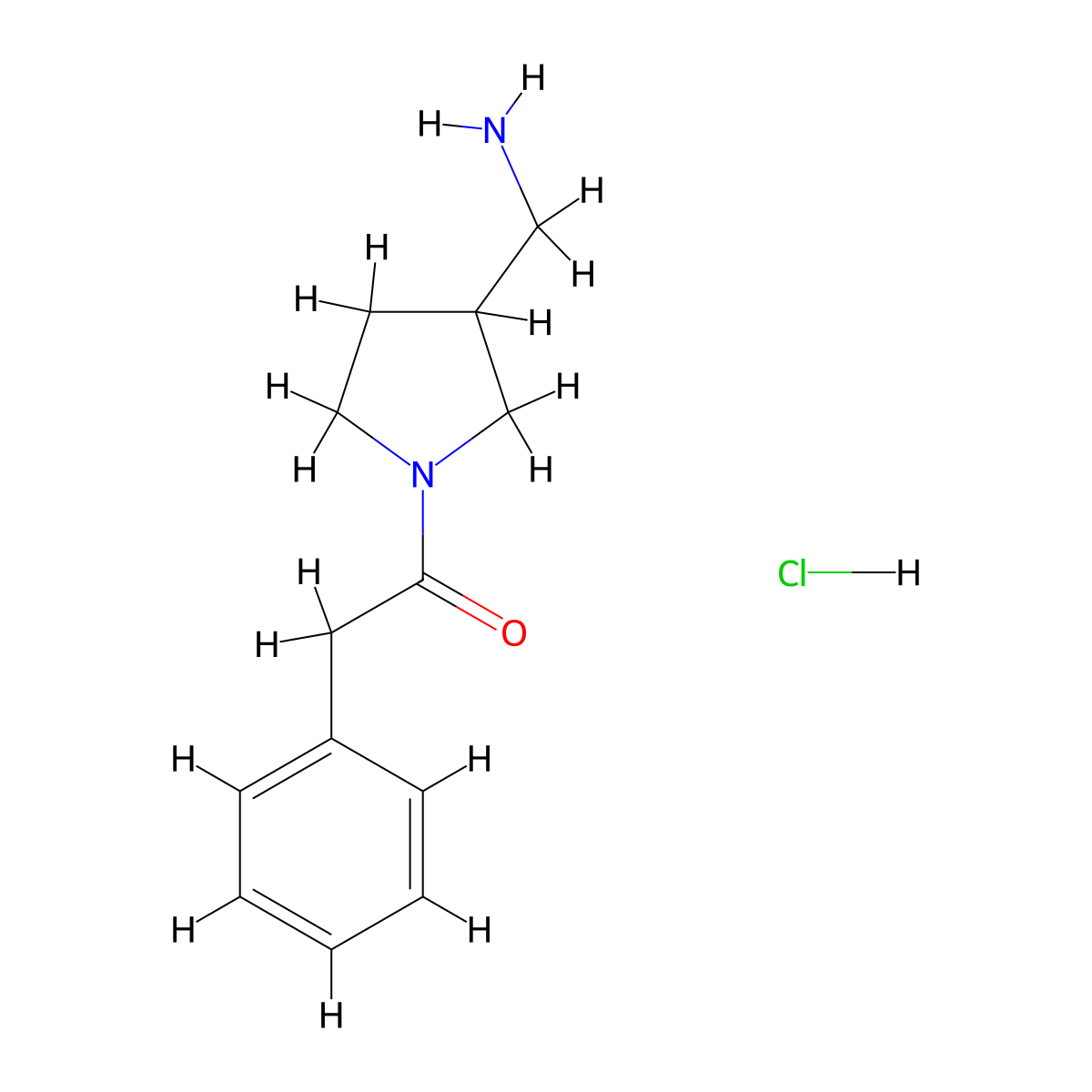 1-[3-(Aminomethyl)pyrrolidin-1-yl]-2-phenylethan-1-one hydrochloride molecular structure, CAS 2038925-51-6