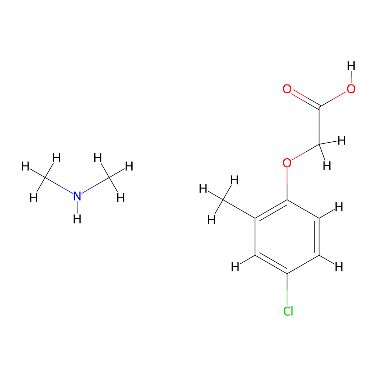 MCPA-dimethylammonium molecular structure, CAS 2039-46-5