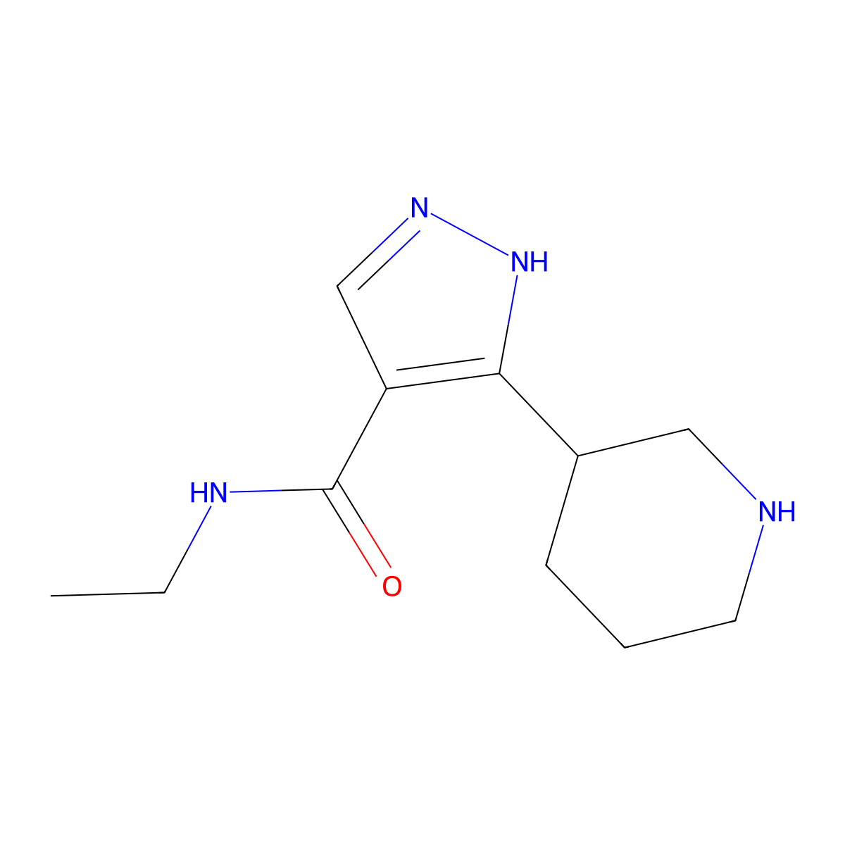 N-ethyl-5-(piperidin-3-yl)-1H-pyrazole-4-carboxamide molecular structure, CAS 2039114-84-4