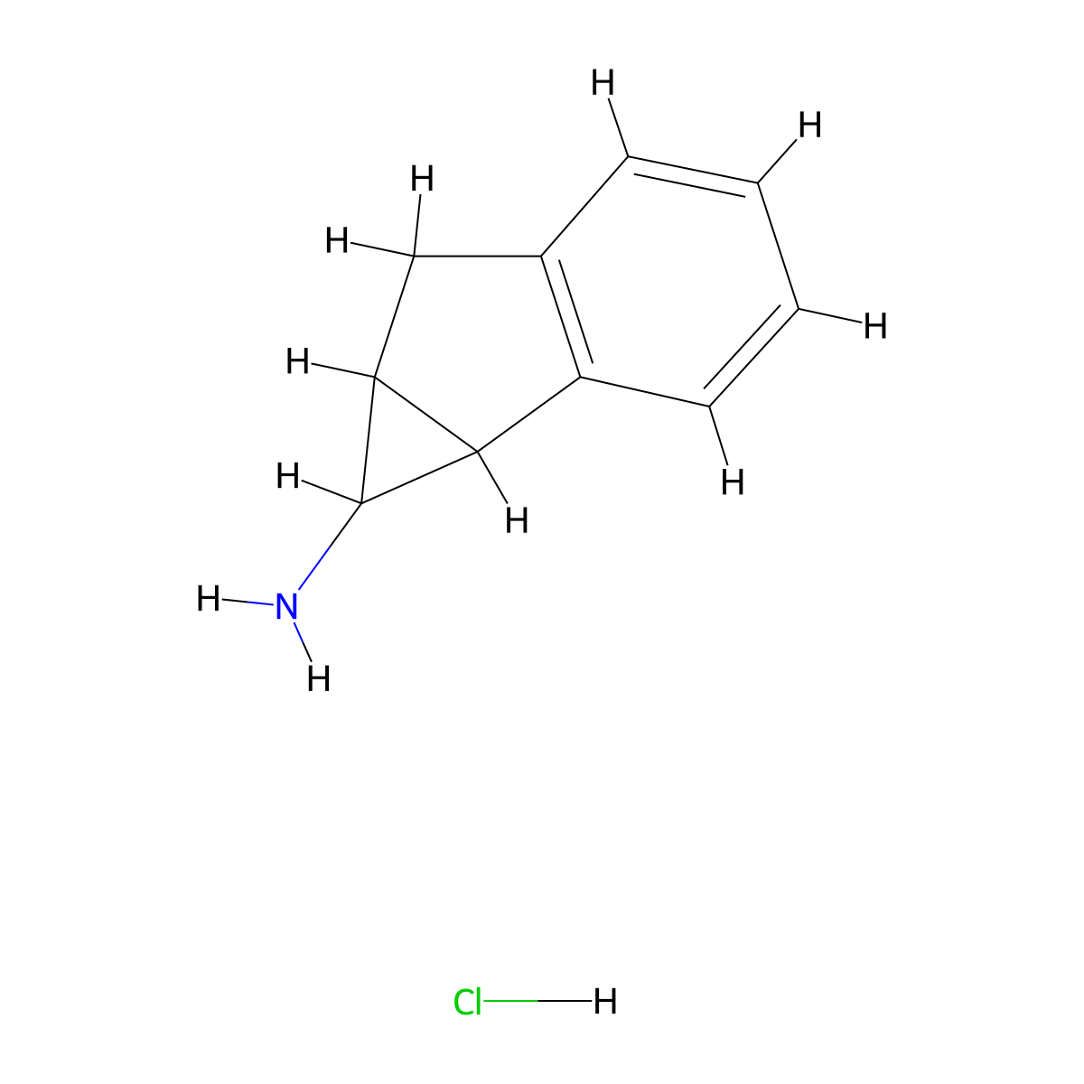 1H,1aH,6H,6aH-cyclopropa[a]inden-1-amine hydrochloride molecular structure, CAS 20392-69-2