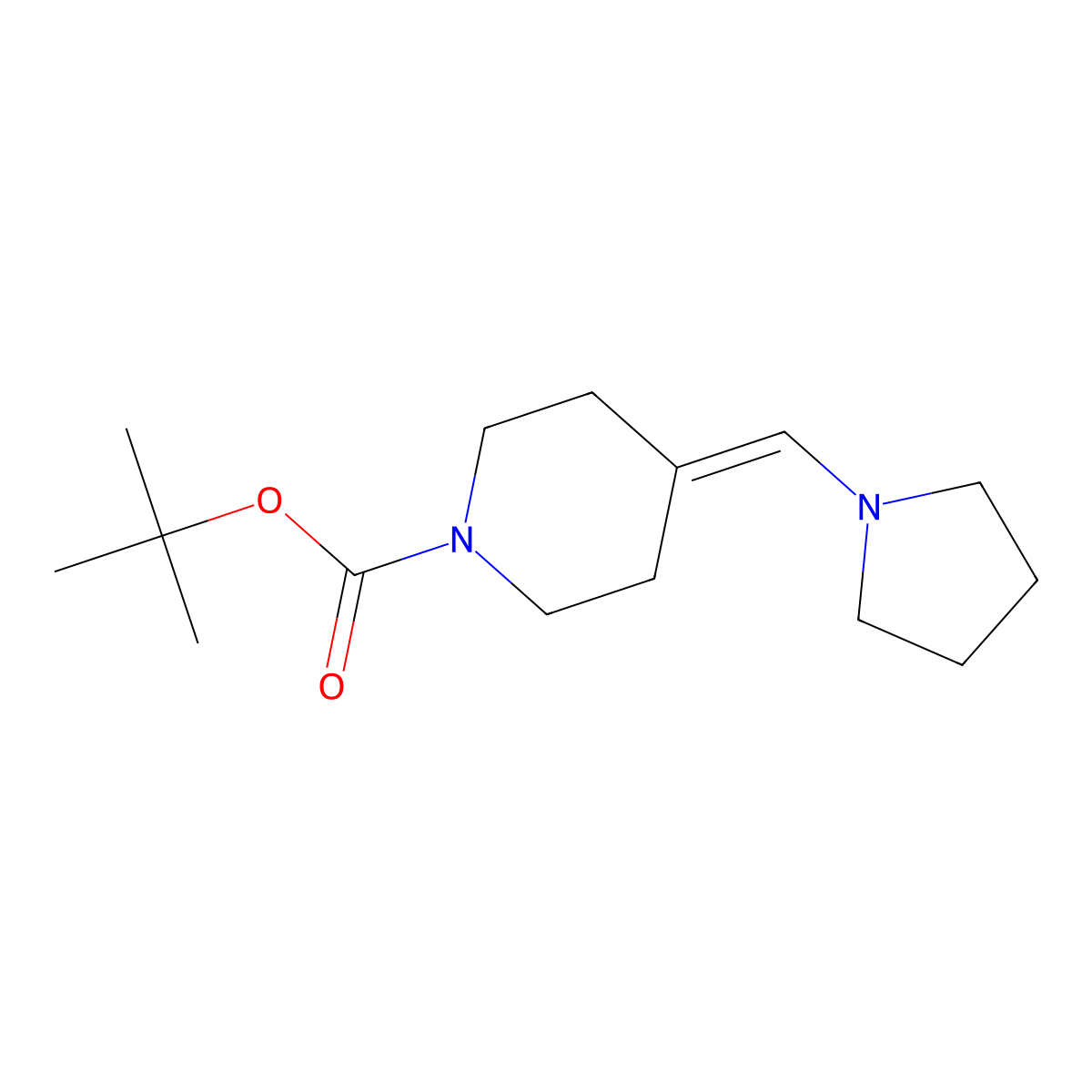 tert-Butyl 4-(pyrrolidin-1-ylmethylene)piperidine-1-carboxylate molecular structure, CAS 203934-58-1