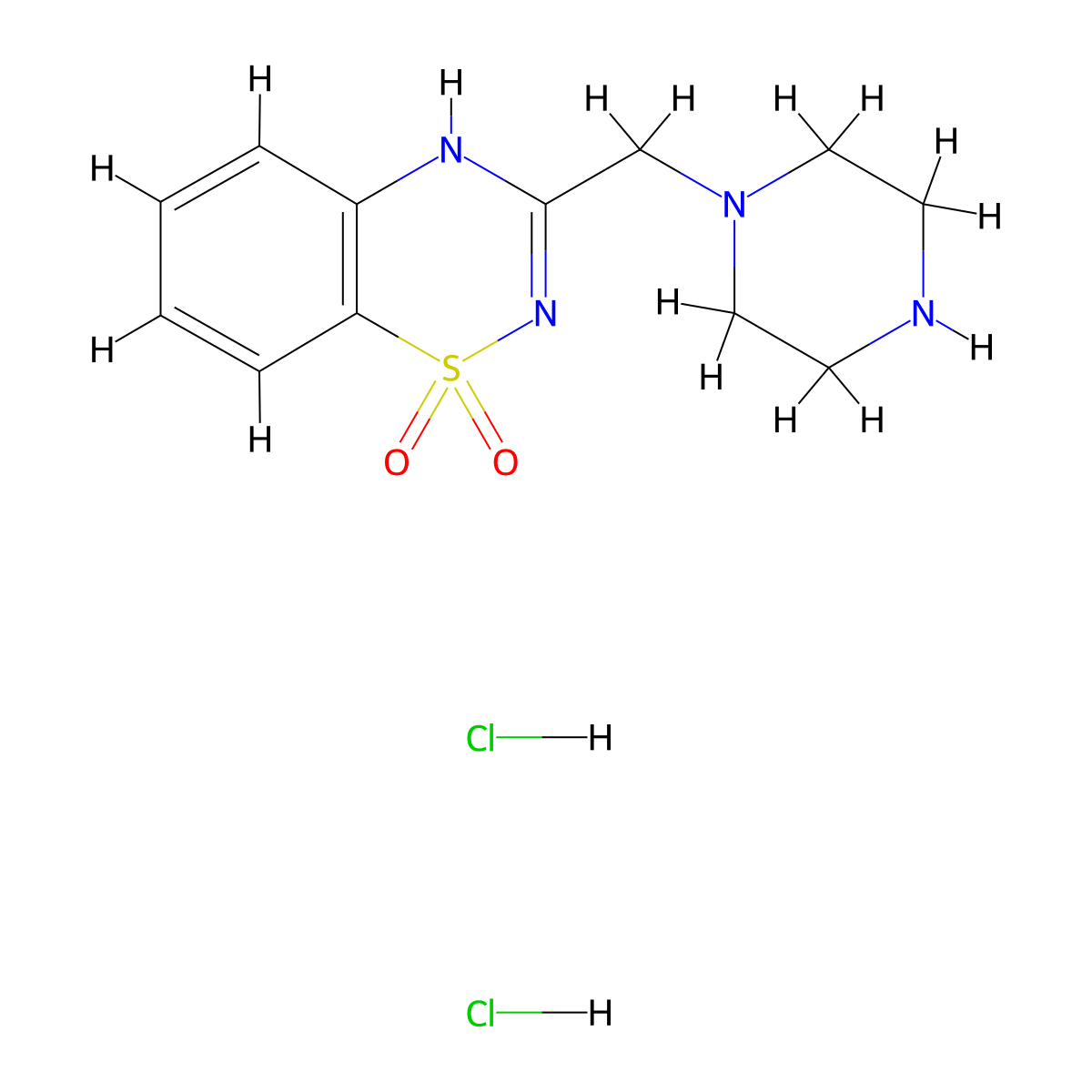 3-[(piperazin-1-yl)methyl]-4H-1lambda6,2,4-benzothiadiazine-1,1-dione dihydrochloride molecular structure, CAS 2039550-64-4