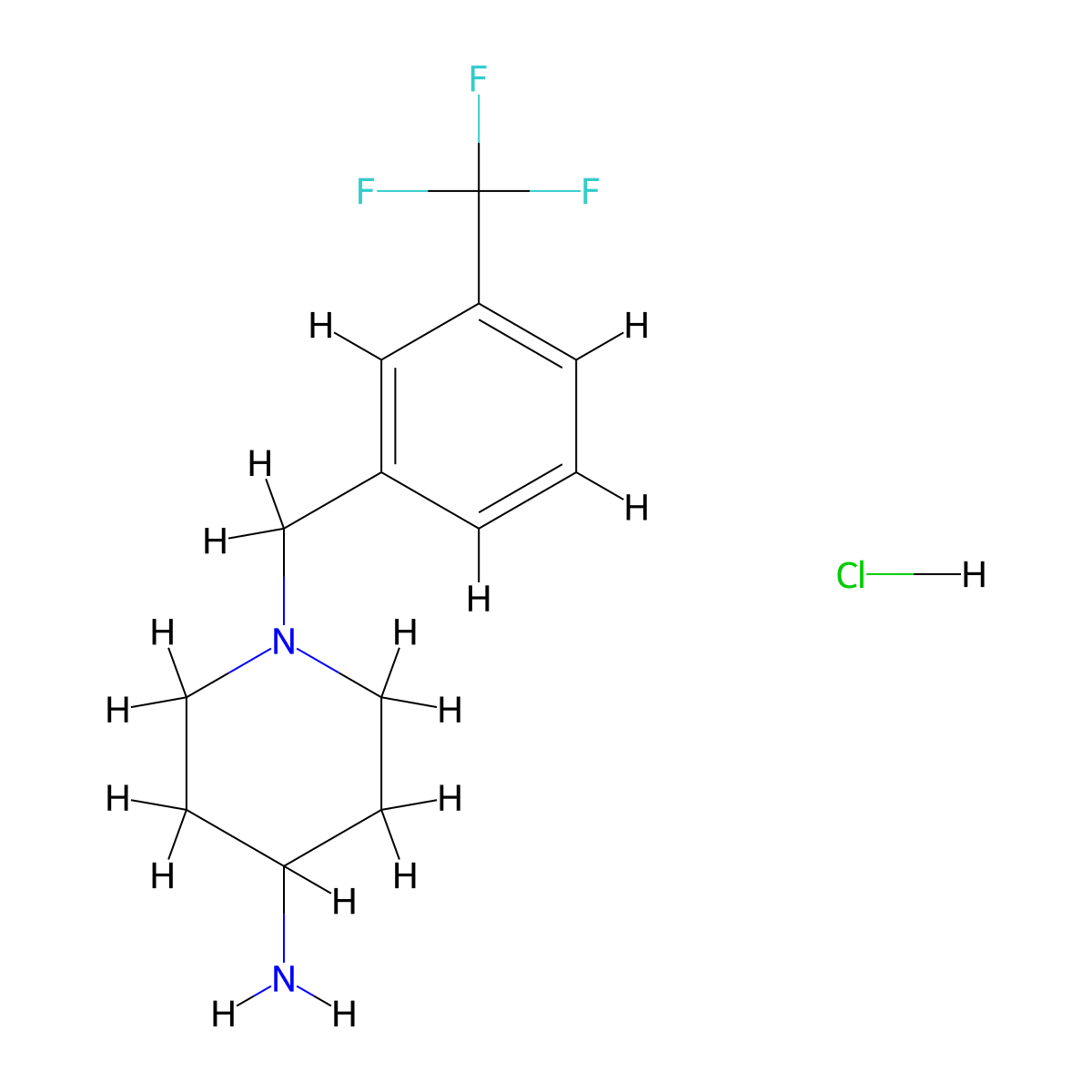 1-[[3-(Trifluoromethyl)phenyl]methyl]piperidin-4-amine;hydrochloride molecular structure, CAS 2039759-65-2