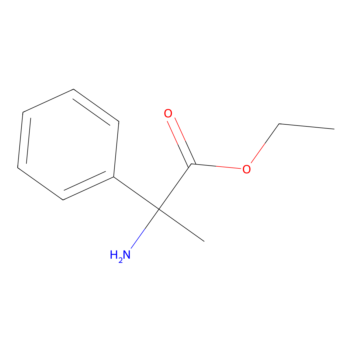 Ethyl 2-amino-2-phenylpropanoate molecular structure, CAS 20398-59-8